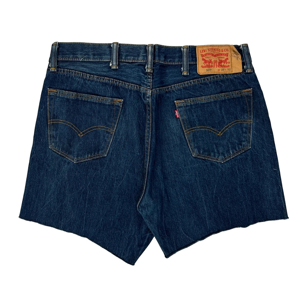 Levis Denim Shorts - 34W 9L Blue Cotton Refurbished - Thrifted (note: this is a term often used to describe second- refurbished available on Cerqular