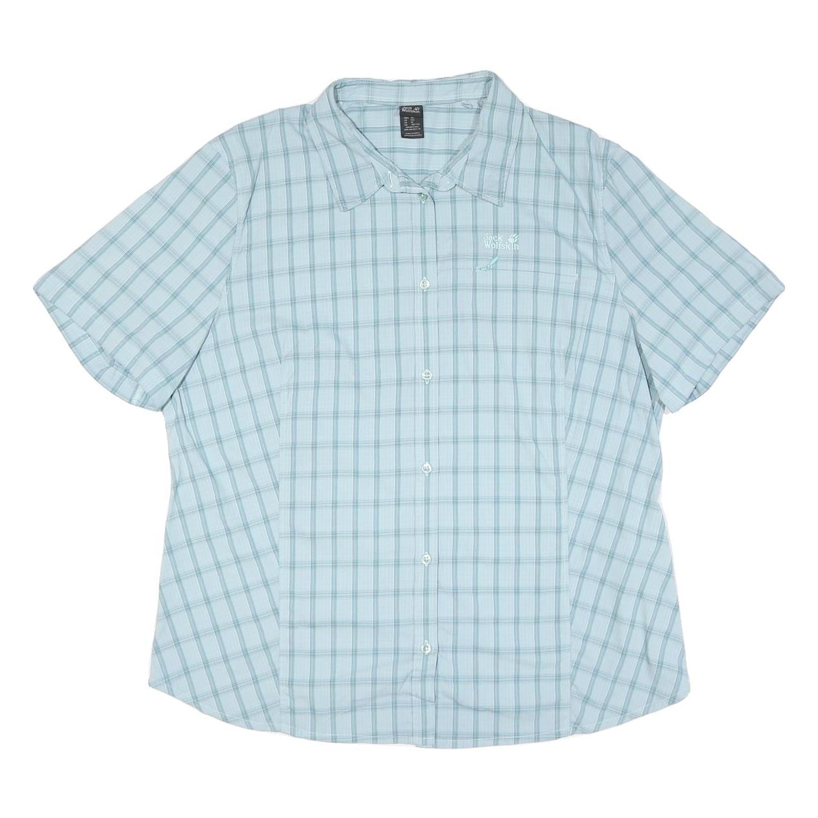 JACK WOLFSKIN Womens Blue Check Shirt 2XL Cotton Blend Lightweight Summer Refurbished - N/A refurbished available on Cerqular