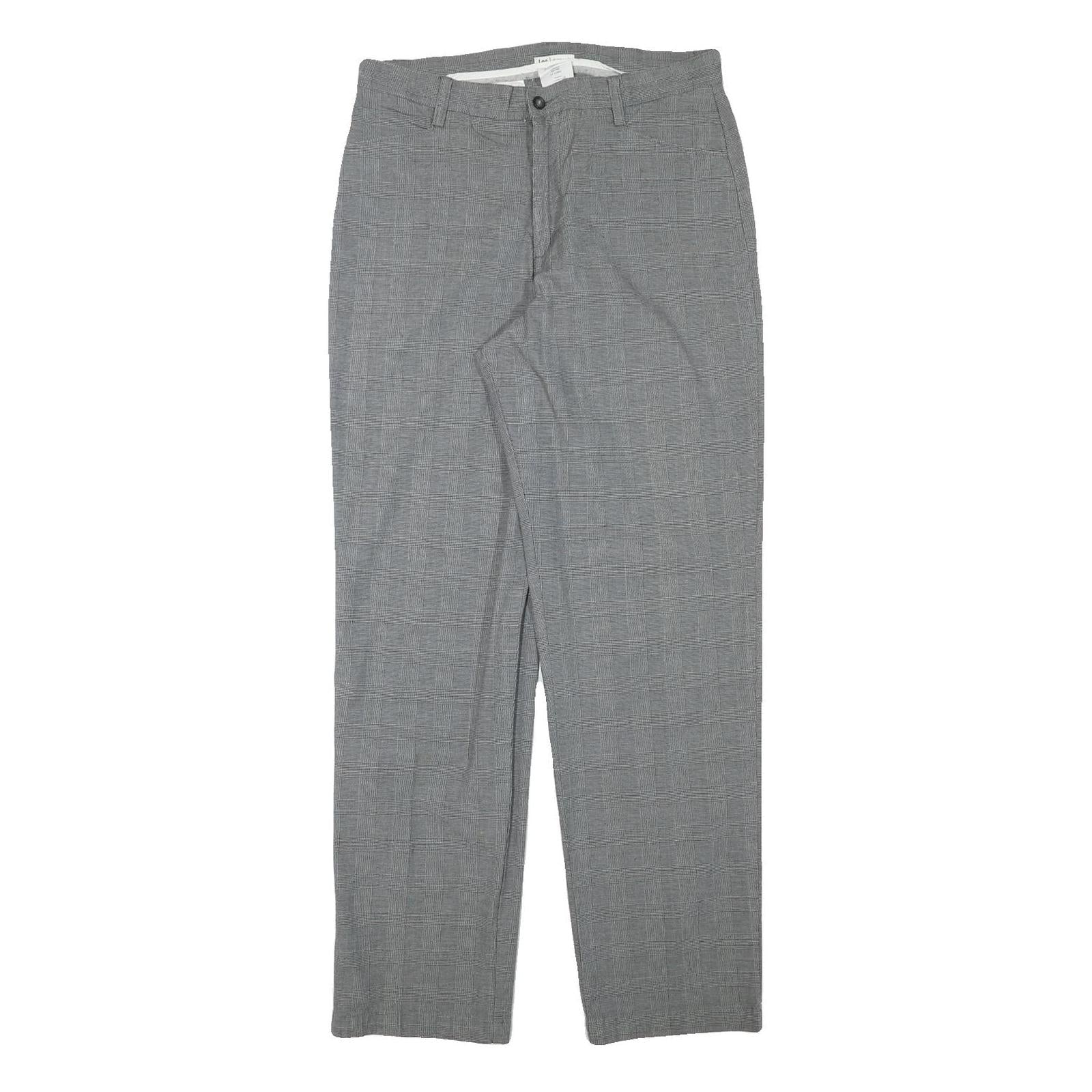 LEE Mens Grey Cotton Blend Regular Straight Trousers W32 L32 Classic Zip Closure Refurbished - N/A refurbished available on Cerqular