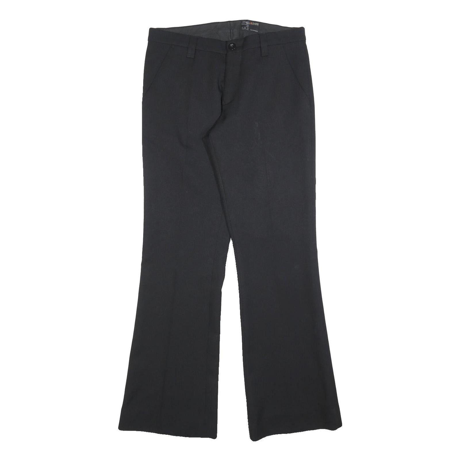 ENERGIE Womens Black Regular Flared Polyester Trousers W32 L32 Classic Zip Refurbished - N/A refurbished available on Cerqular