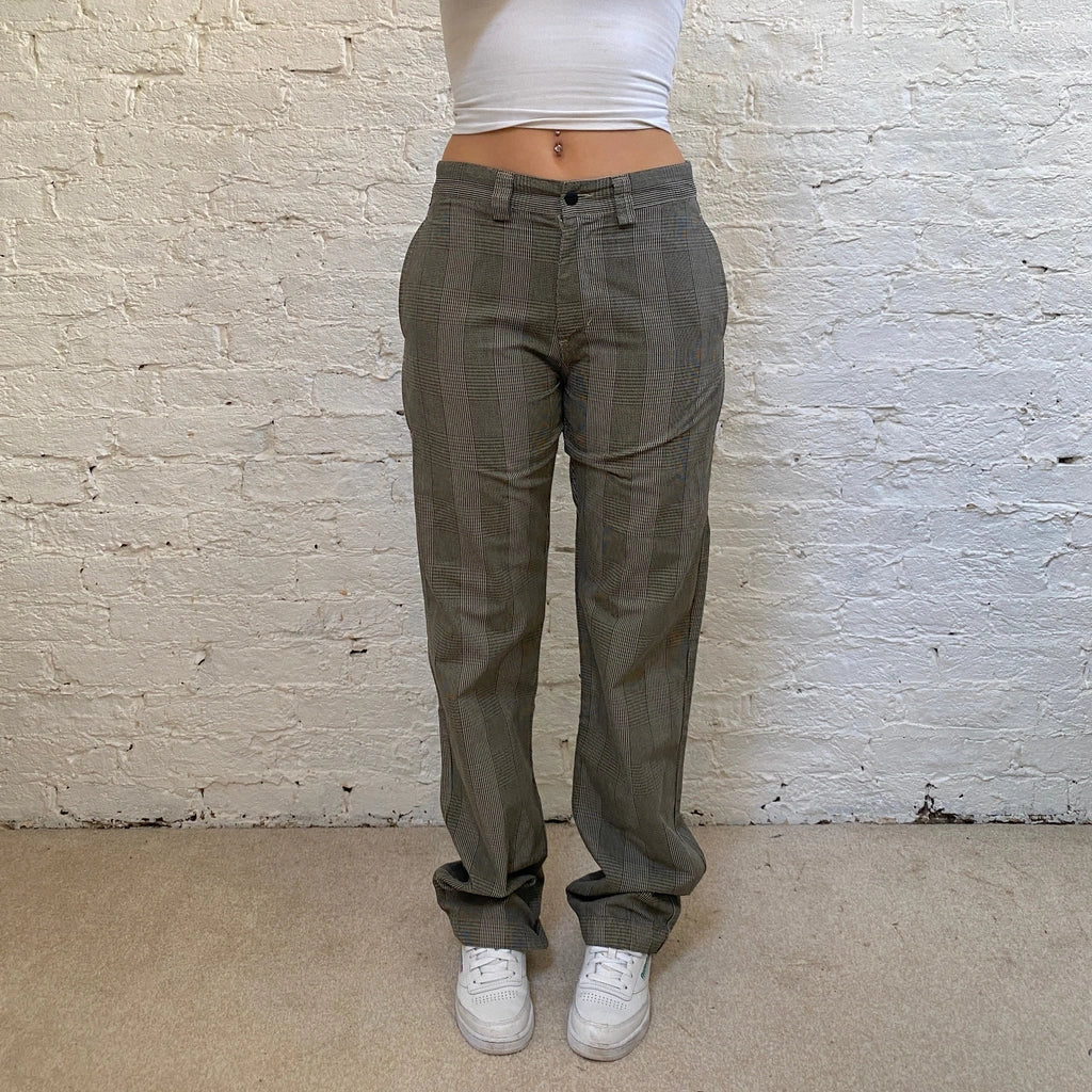 40 Weft Checked Trousers - 31W UK 12 Brown Cotton Refurbished - Thrifted (note: this is a term often used to describe second- refurbished available on Cerqular