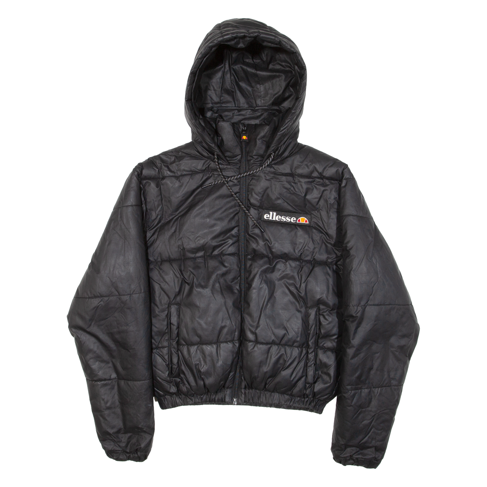 ELLESSE Insulated Cropped Womens Puffer Jacket Black Hooded UK 4 Refurbished - N/A refurbished available on Cerqular