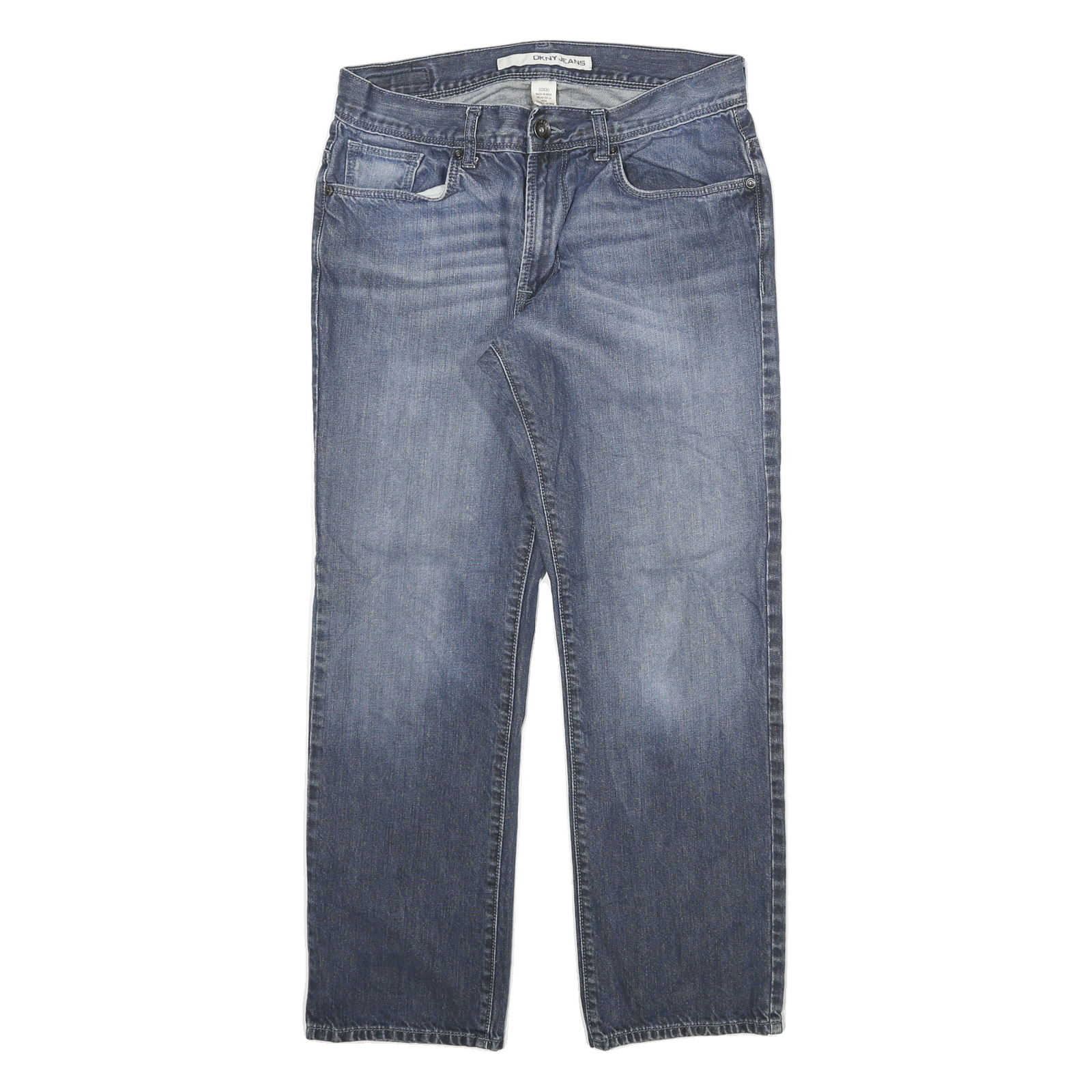 DKNY Mens Jeans Blue Regular Straight Denim Medium W32 L30 Classic Cotton Zip Refurbished - N/A refurbished available on Cerqular