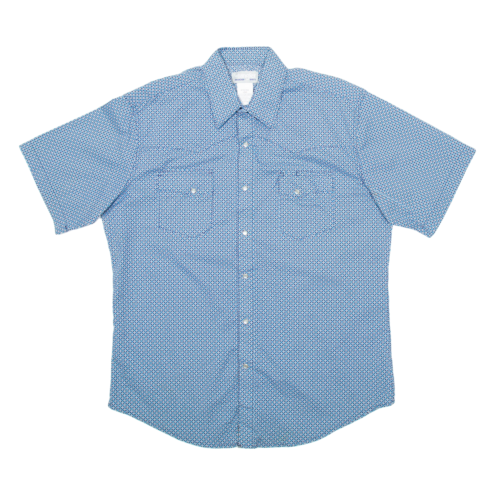 WRANGLER Mens Shirt Blue Crazy Pattern L Refurbished - N/A refurbished available on Cerqular