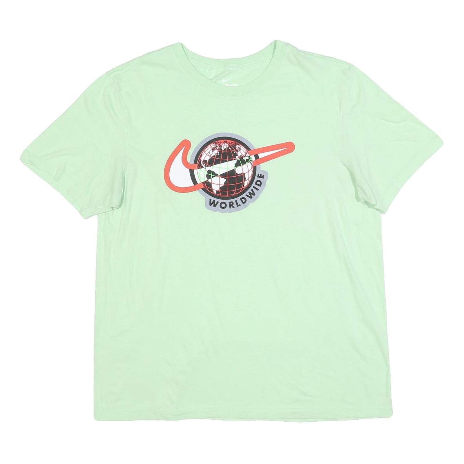 NIKE Mens Green Worldwide Graphic T-Shirt L Short Sleeve Crew Neck Cotton Blend Refurbished - N/A refurbished available on Cerqular