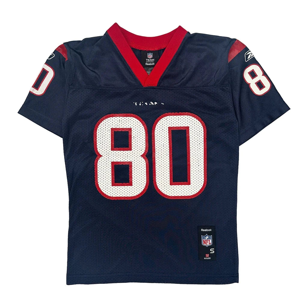 Age 8 Houston Texans Reebok Jersey - Small Navy Polyester Refurbished - Thrifted (note: this is a term often used to describe second- refurbished available on Cerqular