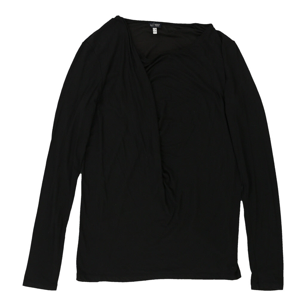 Armani Jeans Long Sleeve Top - XL Black Cotton Blend | Size: x-large Refurbished - N/A (Preloved Designer is not a specific brand, it refurbished available on Cerqular