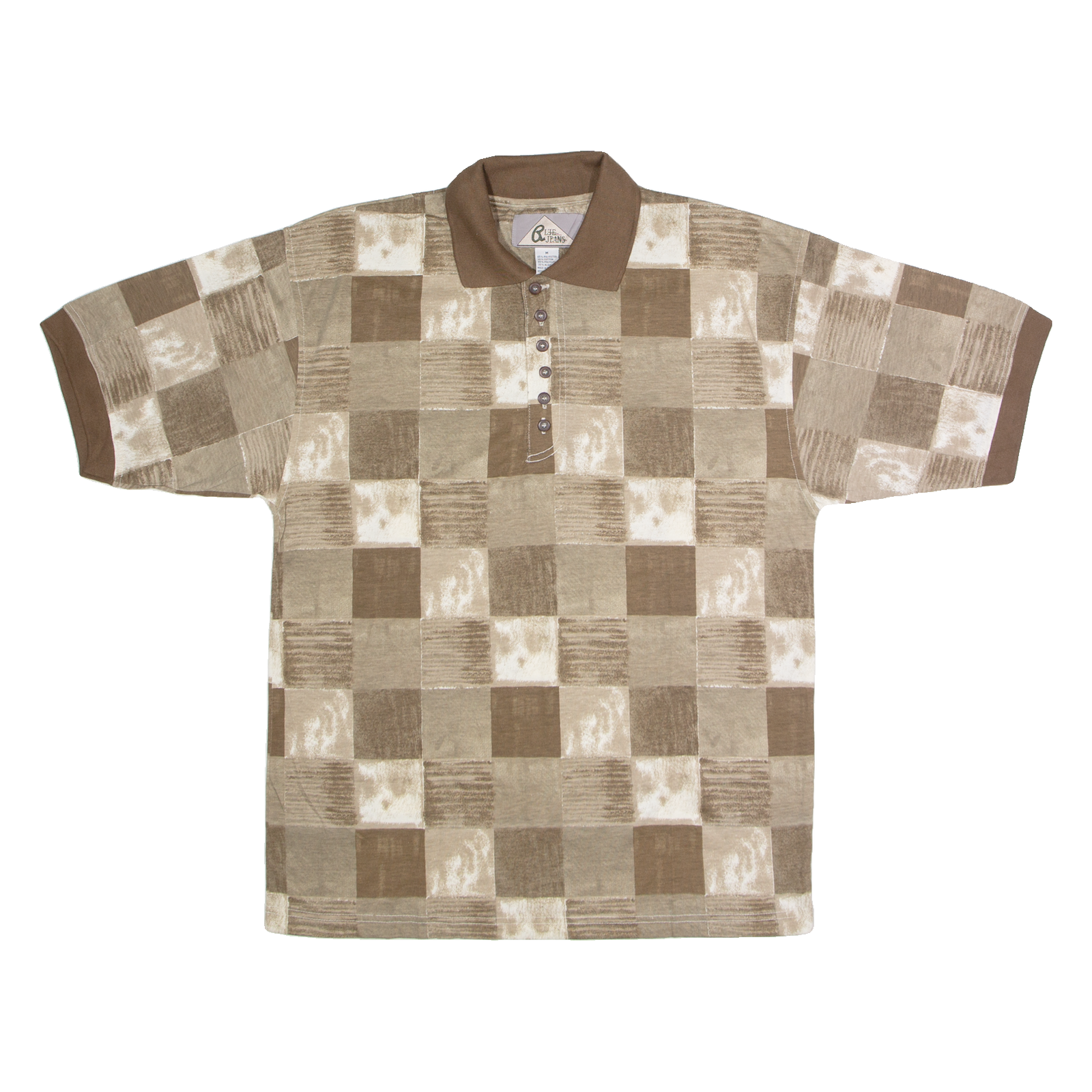 BLUE JEANS Mens Polo Shirt Brown 90s Check M Refurbished - N/A refurbished available on Cerqular