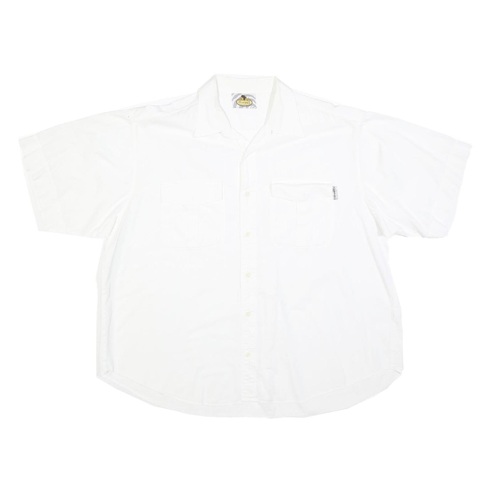 OUT OF AFRICA Mens White Cotton Blend Short Sleeve Shirt L Casual Summer Shirt Refurbished - N/A refurbished available on Cerqular