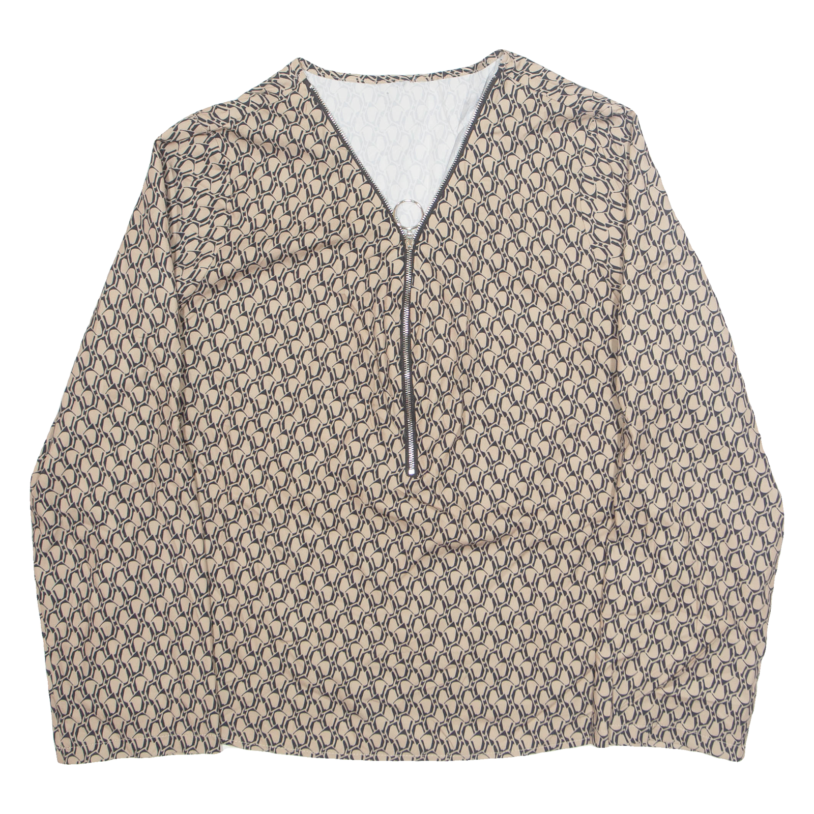 Womens Printed Blouse Brown Long Sleeve Crazy Pattern L Refurbished - N/A refurbished available on Cerqular