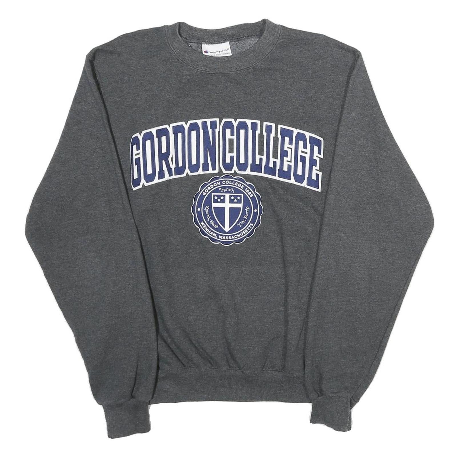 CHAMPION Mens Grey Gordon College Crew Neck S Cotton Blend Sweatshirt Refurbished - N/A refurbished available on Cerqular