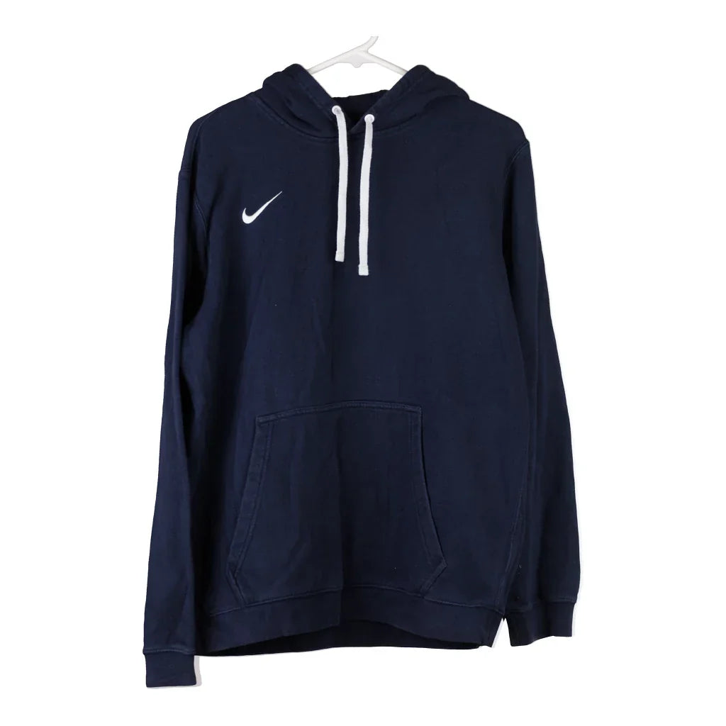 Nike Hoodie - Large Navy Cotton Refurbished - Thrifted (note: this is a term often used to describe second- refurbished available on Cerqular