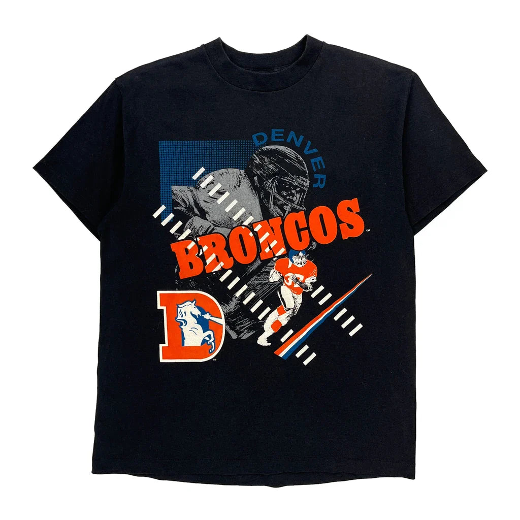 Denver Broncos Unbranded Single Stitch T-Shirt - Large Blue Cotton Refurbished - Thrifted (note: this is a term often used to describe second- refurbished available on Cerqular