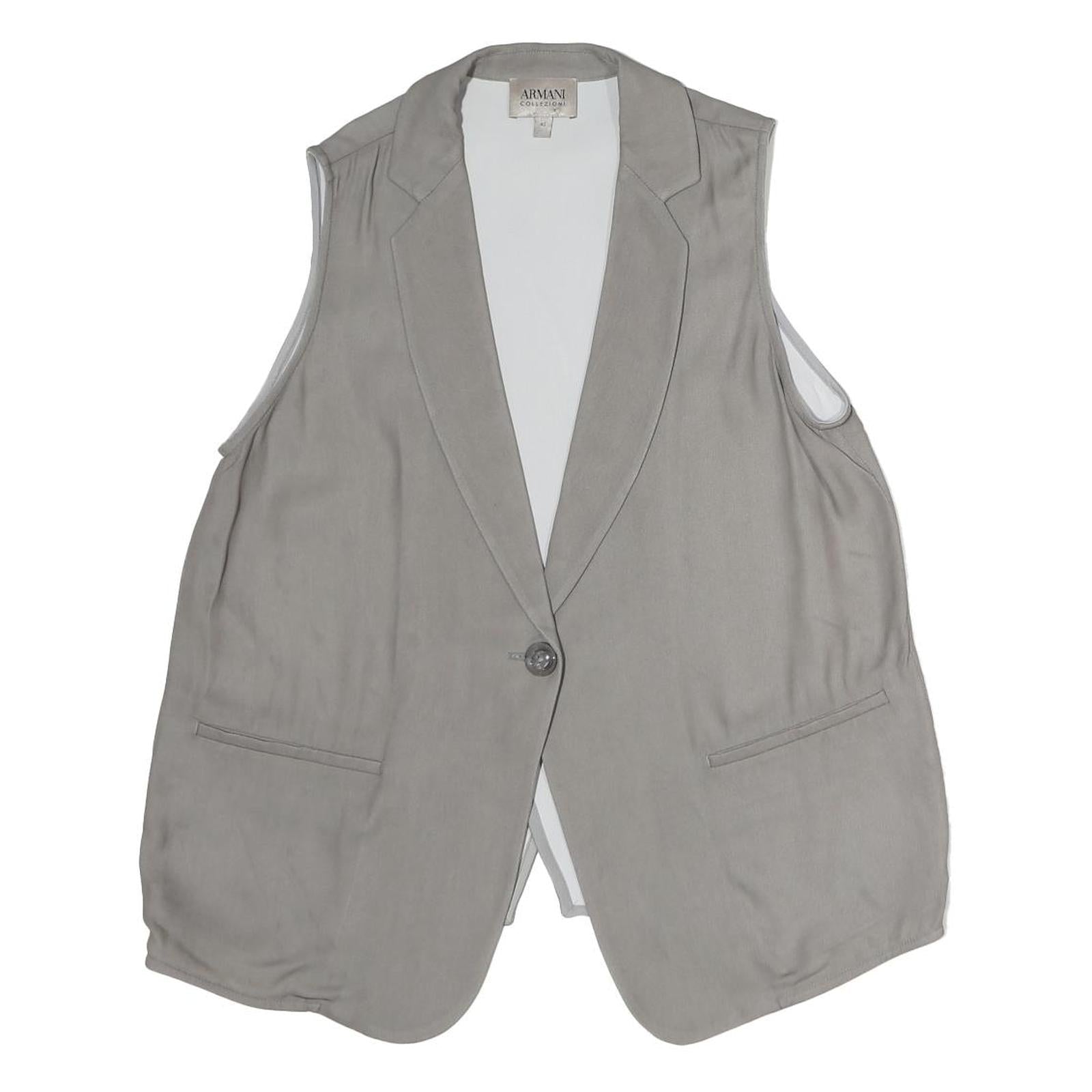 ARMANI COLLEZIONI Womens Grey Cotton Blend Classic Button Jacket M Tailored Refurbished - N/A refurbished available on Cerqular