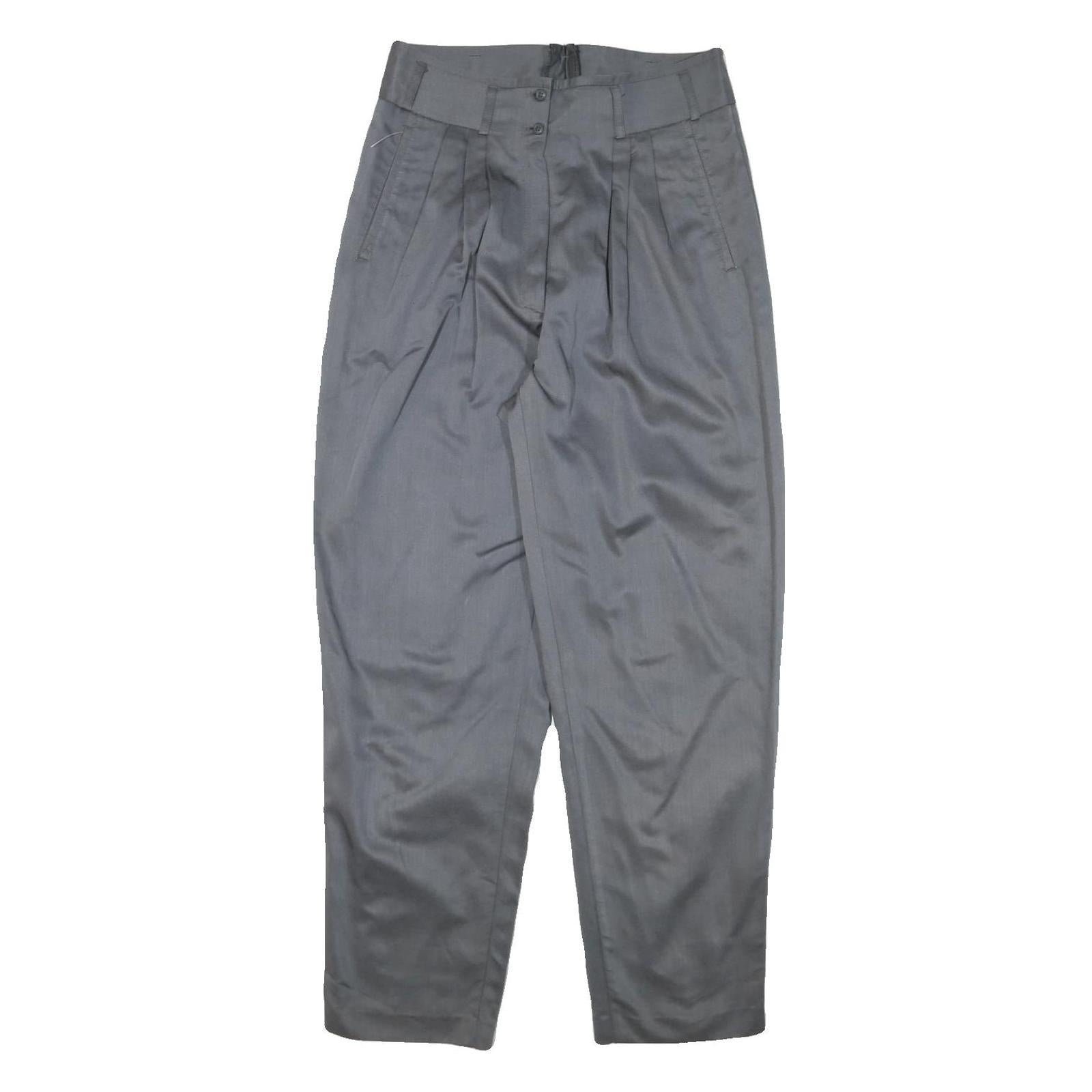 Womens Grey Cotton Blend Relaxed Straight Trousers W30 L30 Zip Closure Refurbished - N/A refurbished available on Cerqular