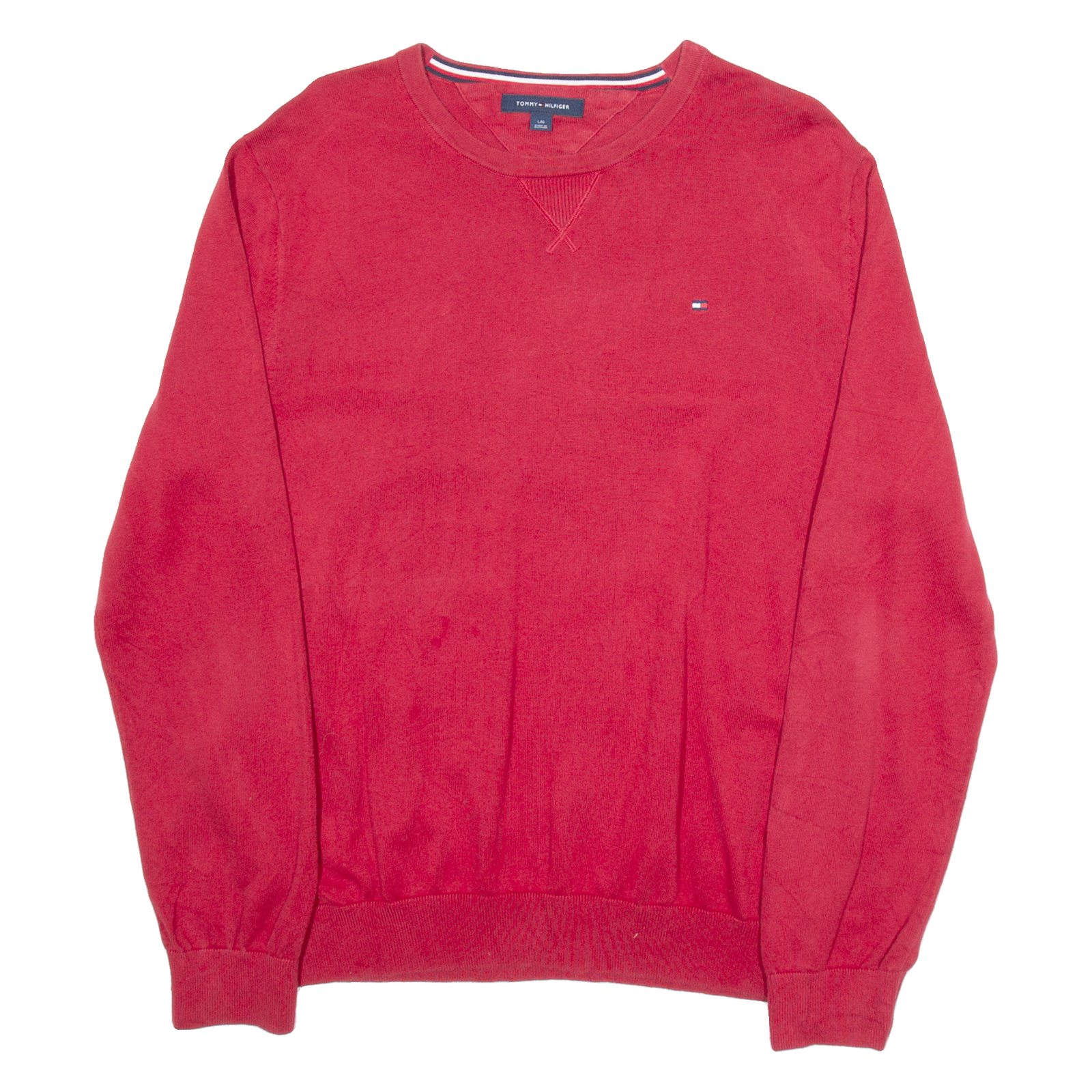TOMMY HILFIGER Mens Jumper Red Tight Knit L Refurbished - N/A refurbished available on Cerqular