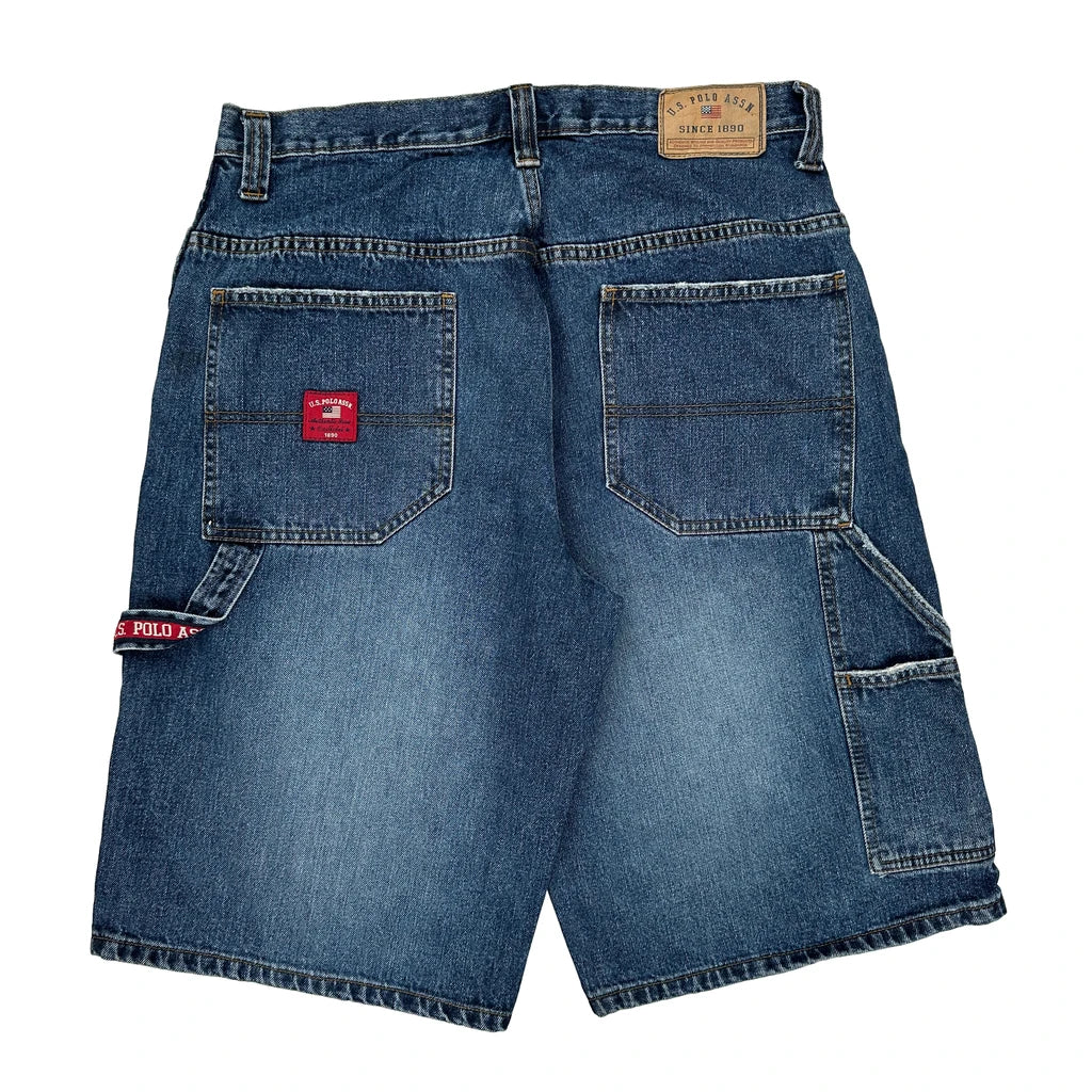 U.S. Polo Assn. Denim Shorts - 33W 11L Blue Cotton Refurbished - Thrifted (note: this is a term often used to describe second- refurbished available on Cerqular