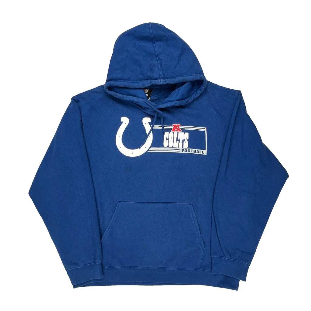 Colts Nfl Hoodie - 2XL Blue Cotton Refurbished - Thrifted (note: this is a term often used to describe second- refurbished available on Cerqular
