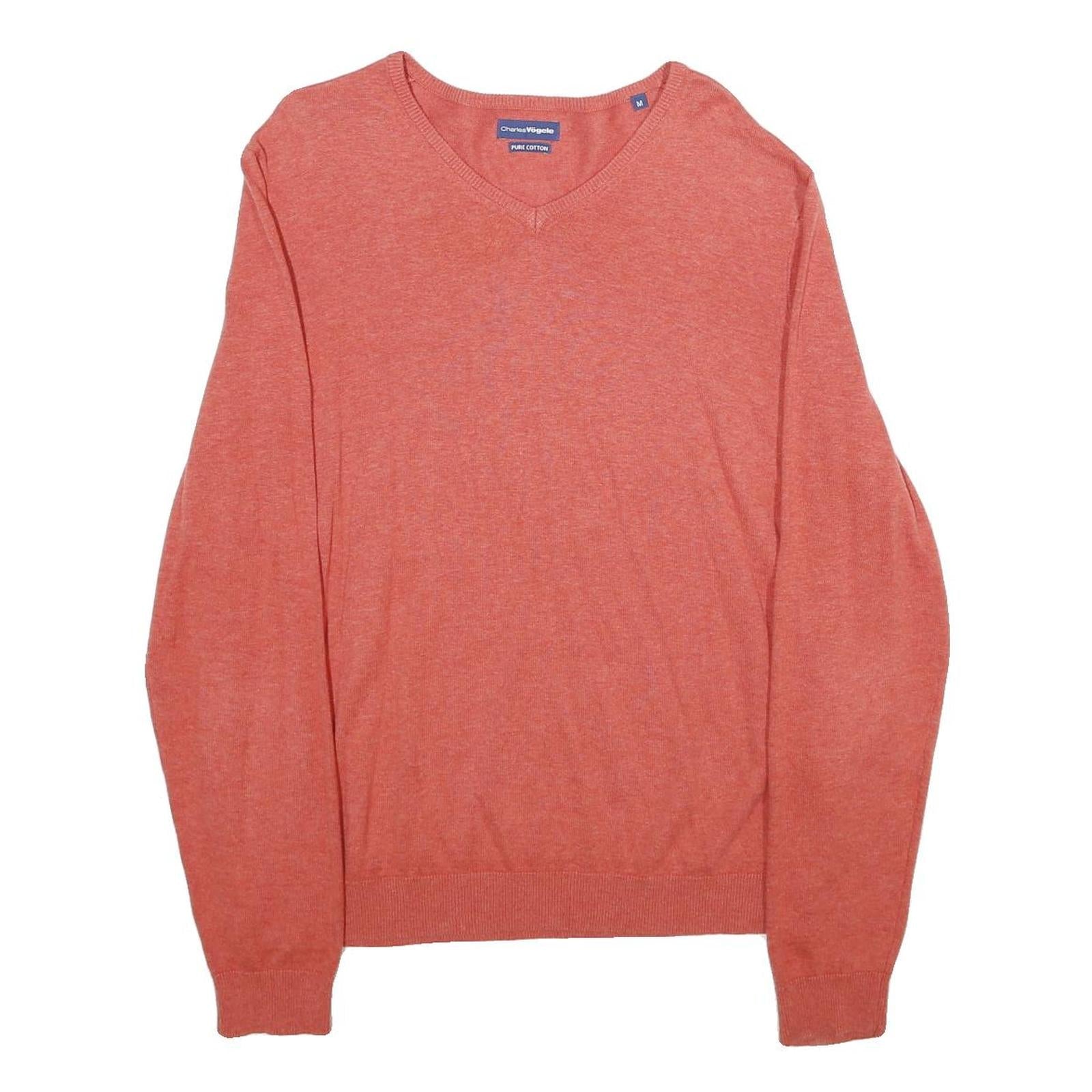 CHARLES VOGELE Mens Coral Plain Cotton Blend V Neck Basic Knit M Jumper Refurbished - N/A refurbished available on Cerqular