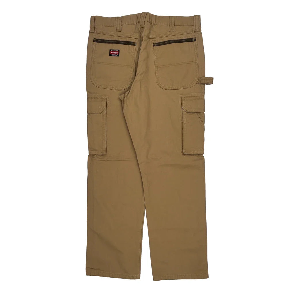 Wrangler Cargo Carpenter Trousers - 36W 32L Brown Cotton Refurbished - Thrifted (note: this is a term often used to describe second- refurbished available on Cerqular