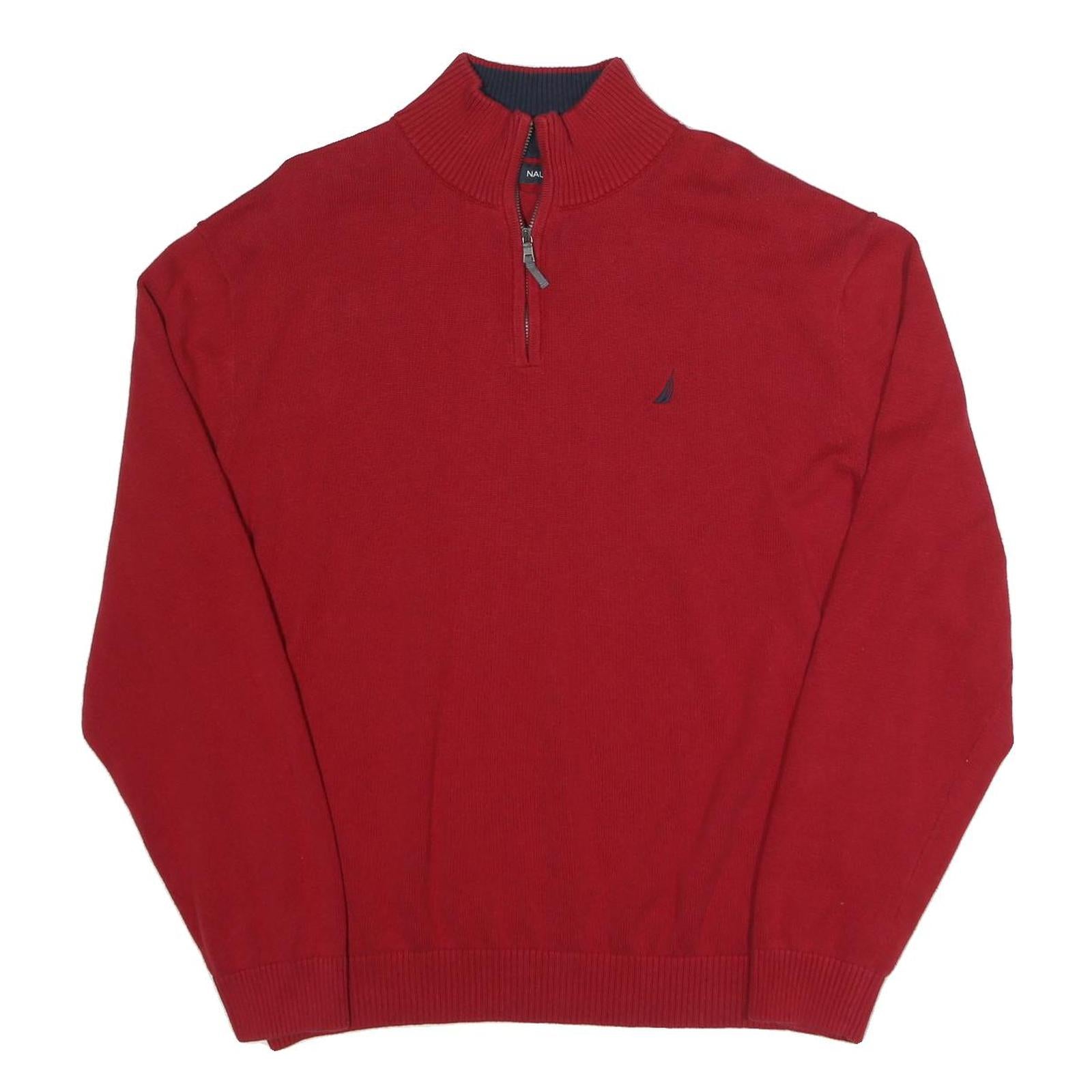 NAUTICA Mens Red Pullover Plain Crew Neck Basic Knit 2XL Cotton Sweater Refurbished - N/A refurbished available on Cerqular