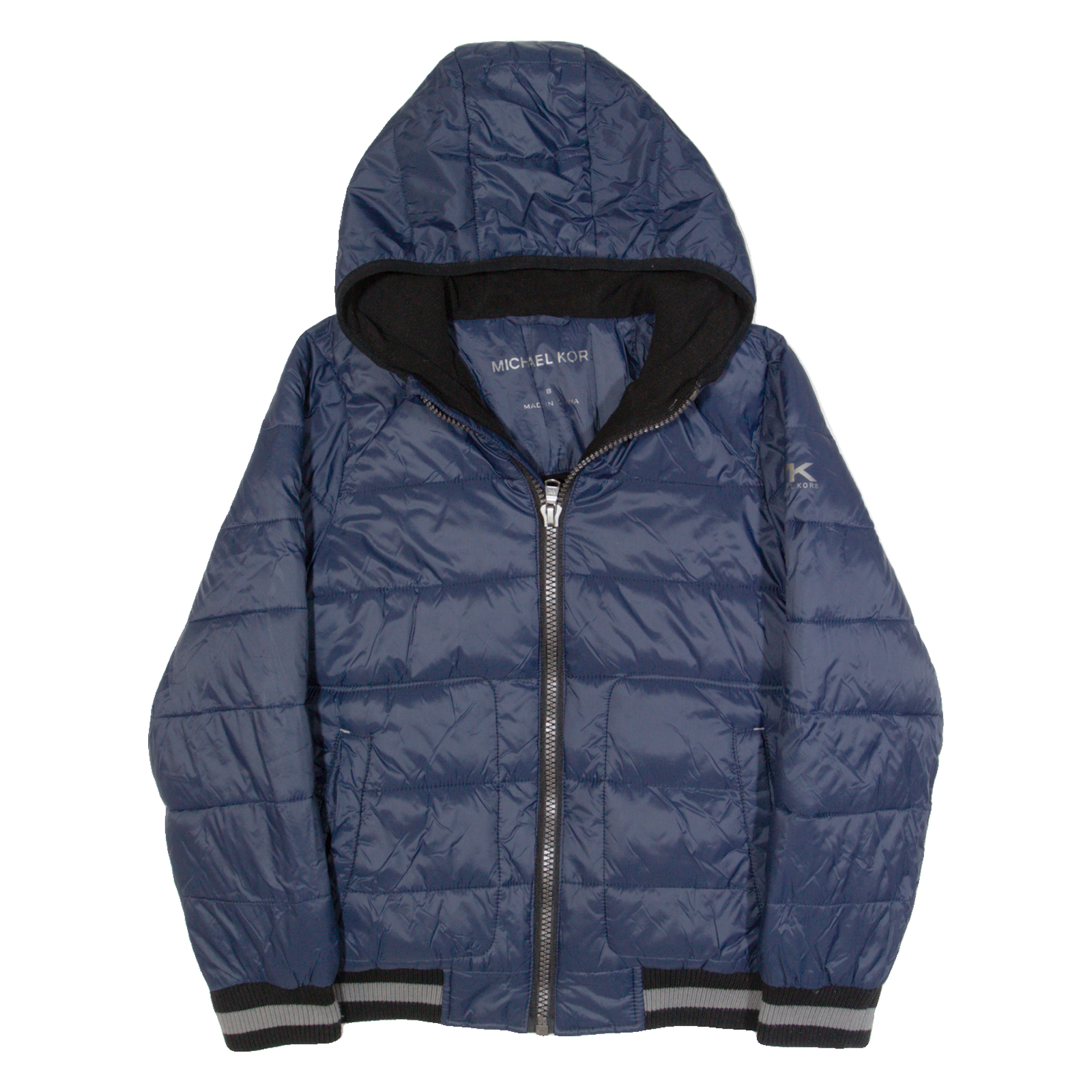 MICHAEL KORS Womens Puffer Coat Blue Hooded UK 8 Refurbished - N/A refurbished available on Cerqular