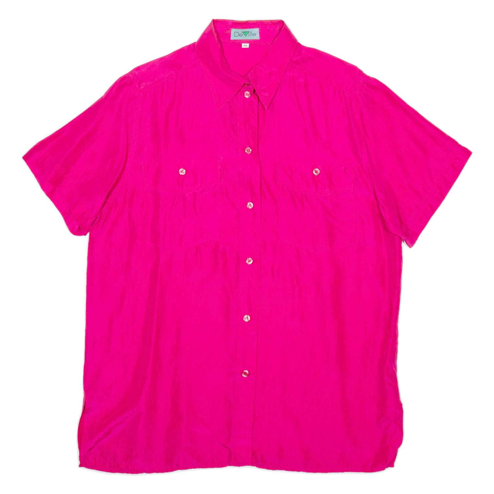 DEVILLE Womens Plain Shirt Pink Faux Silk S Refurbished - N/A refurbished available on Cerqular