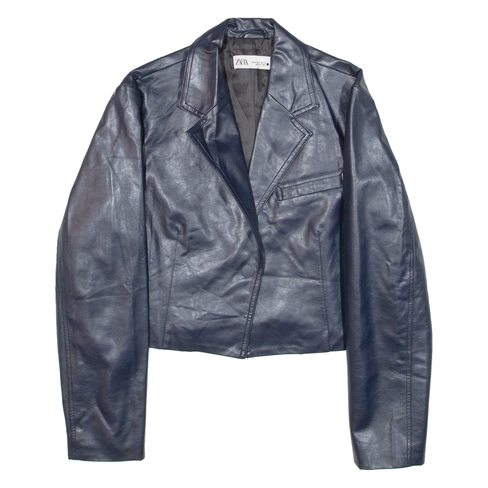 ZARA Cropped Womens Blazer Jacket Blue Viscose M Refurbished - N/A refurbished available on Cerqular