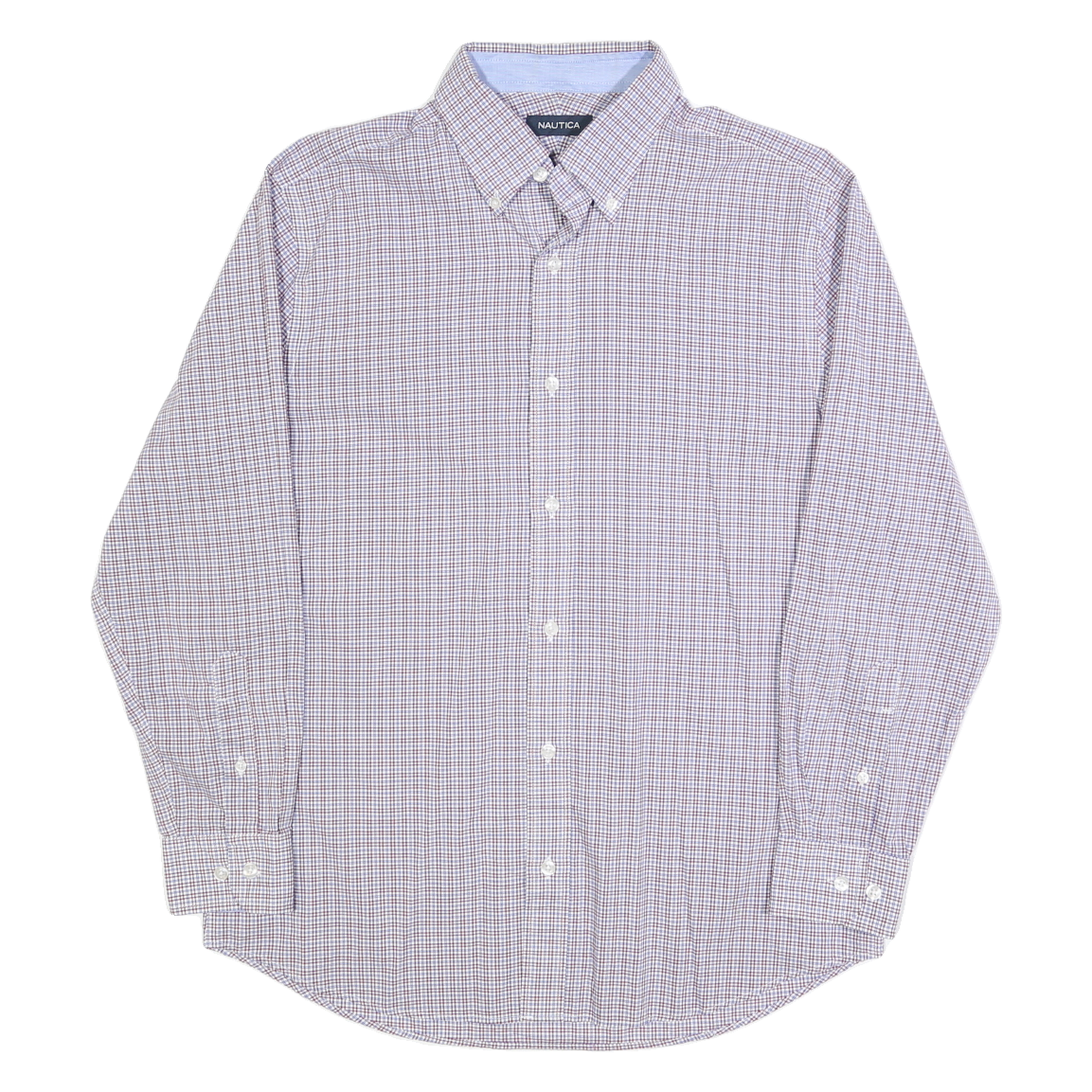 NAUTICA Mens Blue & Brown Check Shirt M Classic Button-Down Collar Cotton Refurbished - N/A refurbished available on Cerqular
