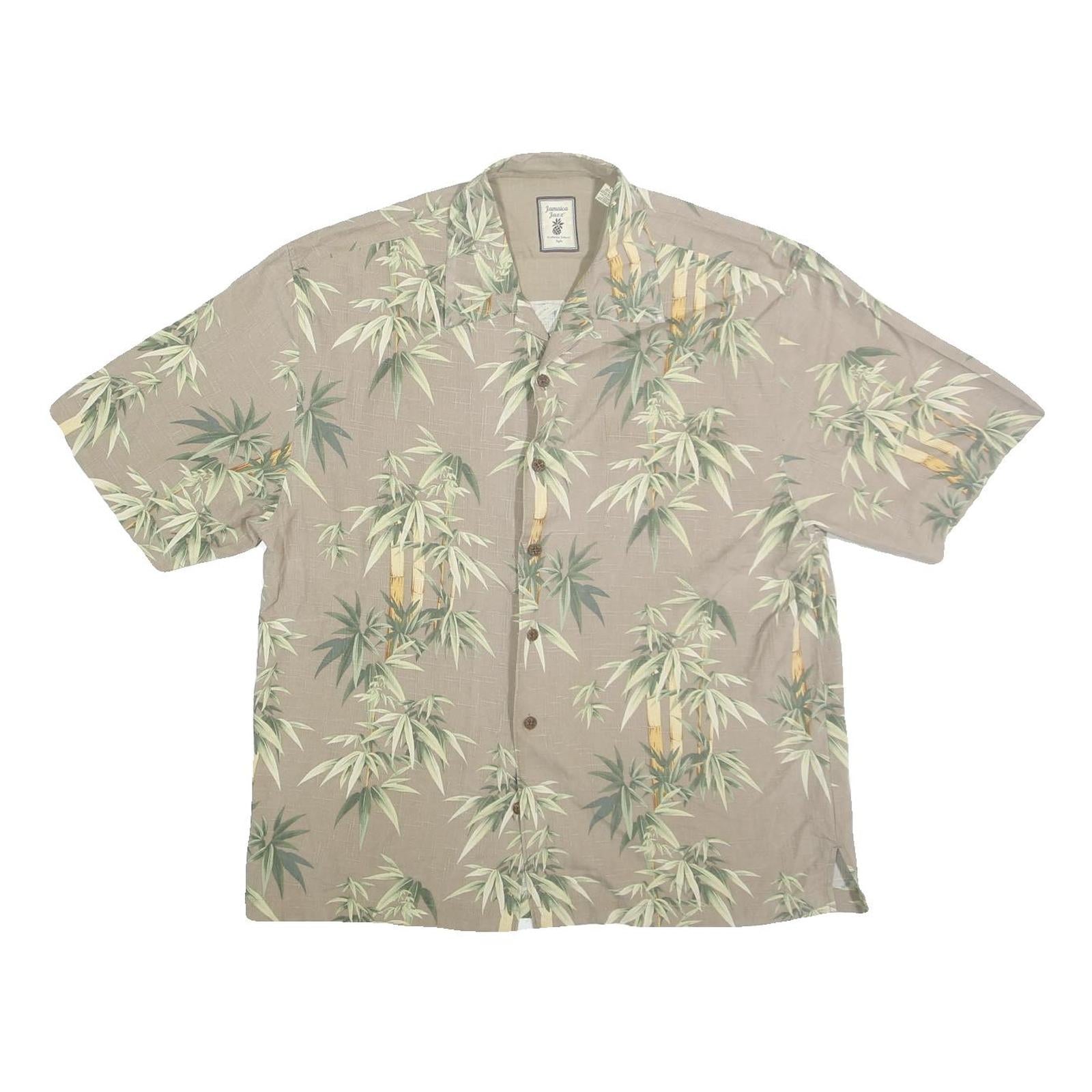 JAMAICA JAXX Mens Beige Printed Cotton Shirt XL Tropical Bamboo Pattern Casual Refurbished - N/A refurbished available on Cerqular