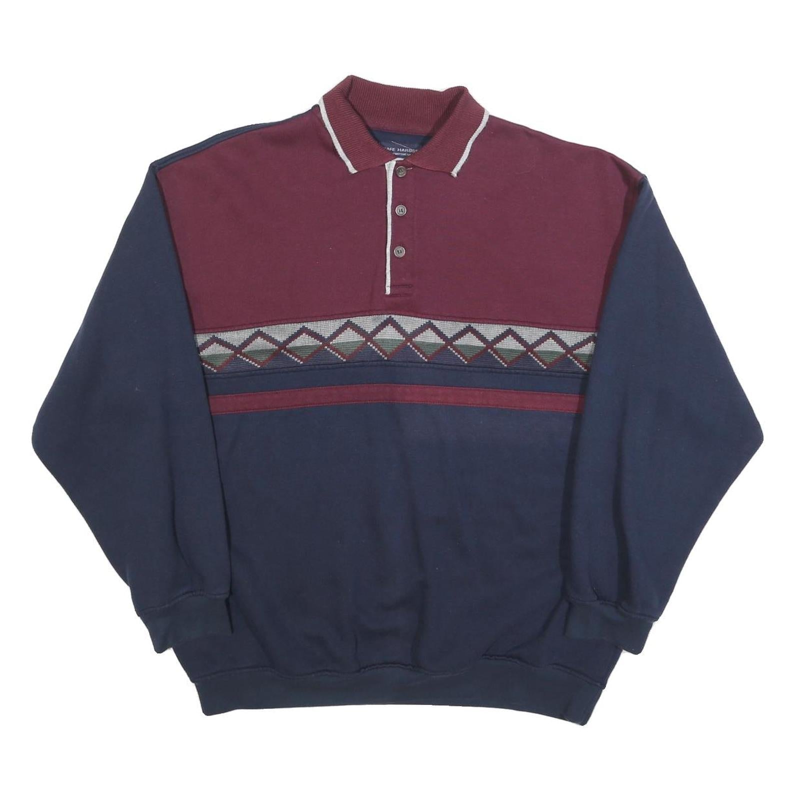 SAFE HARBOR Mens Maroon & Navy Geometric Pattern Collared XL Cotton Blend Refurbished - N/A refurbished available on Cerqular