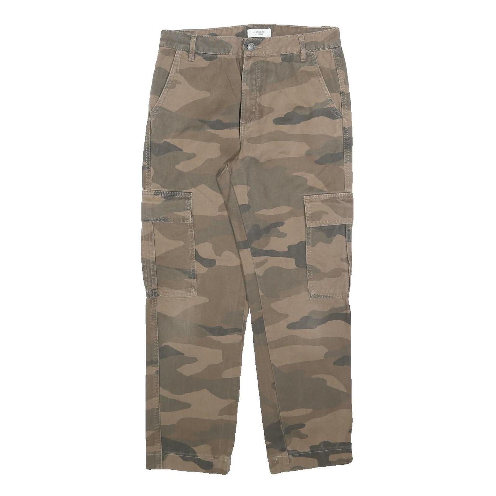 JACQUELINE DE YOUNG Womens Cotton Blend Green Camouflage Regular Cargo Trousers Refurbished - N/A refurbished available on Cerqular