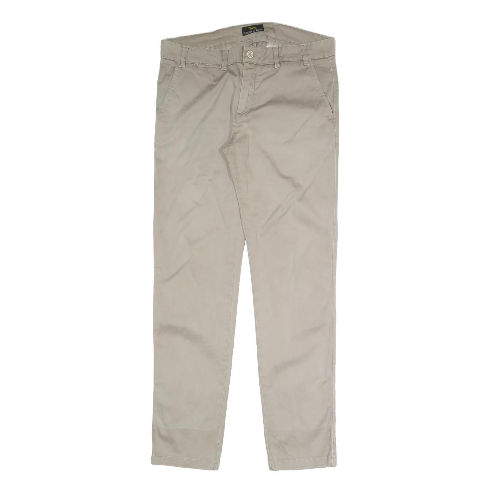 HAMMONT AND BLAINE Mens Slim Beige Cotton Blend Trousers W34 L31 Zip Closure Refurbished - N/A refurbished available on Cerqular