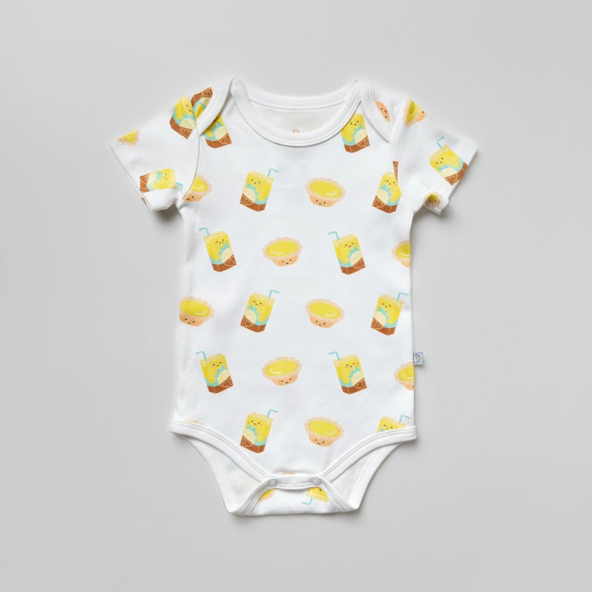 Organic Cotton Baby Onesie - Lemon Tea + Egg Tart | Size: 3 - 6M Refurbished - The Wee Bean refurbished available on Cerqular