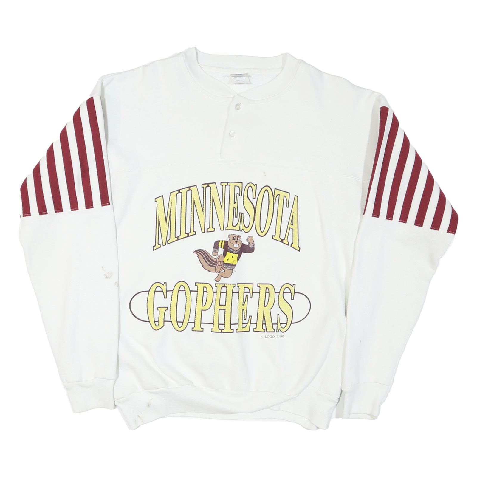 LOGO 7 Mens White & Maroon Minnesota Gophers Crew Neck L Cotton Blend Pullover Refurbished - N/A refurbished available on Cerqular