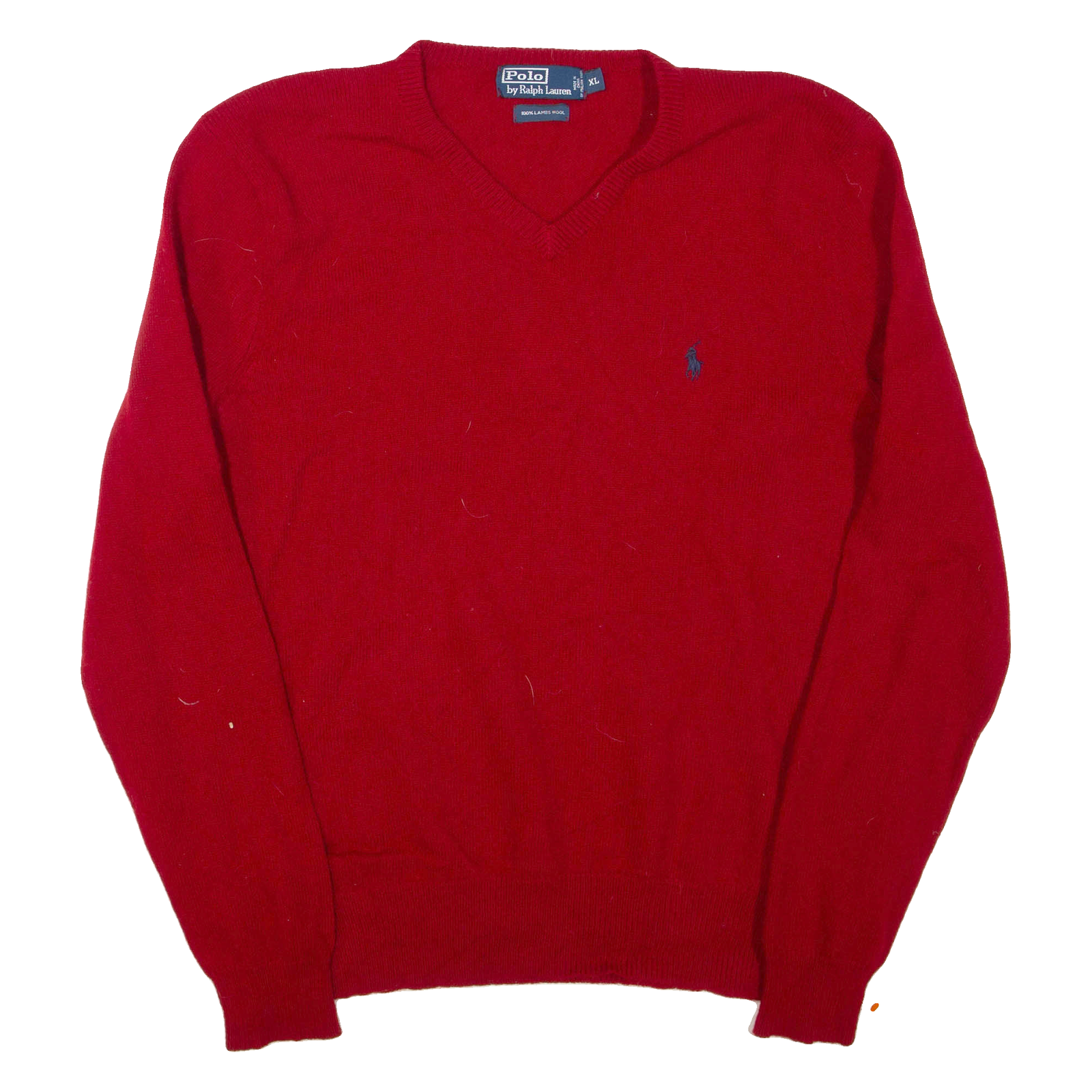 POLO RALPH LAUREN Mens Jumper Red V-Neck Tight Knit Wool XL Refurbished - N/A refurbished available on Cerqular