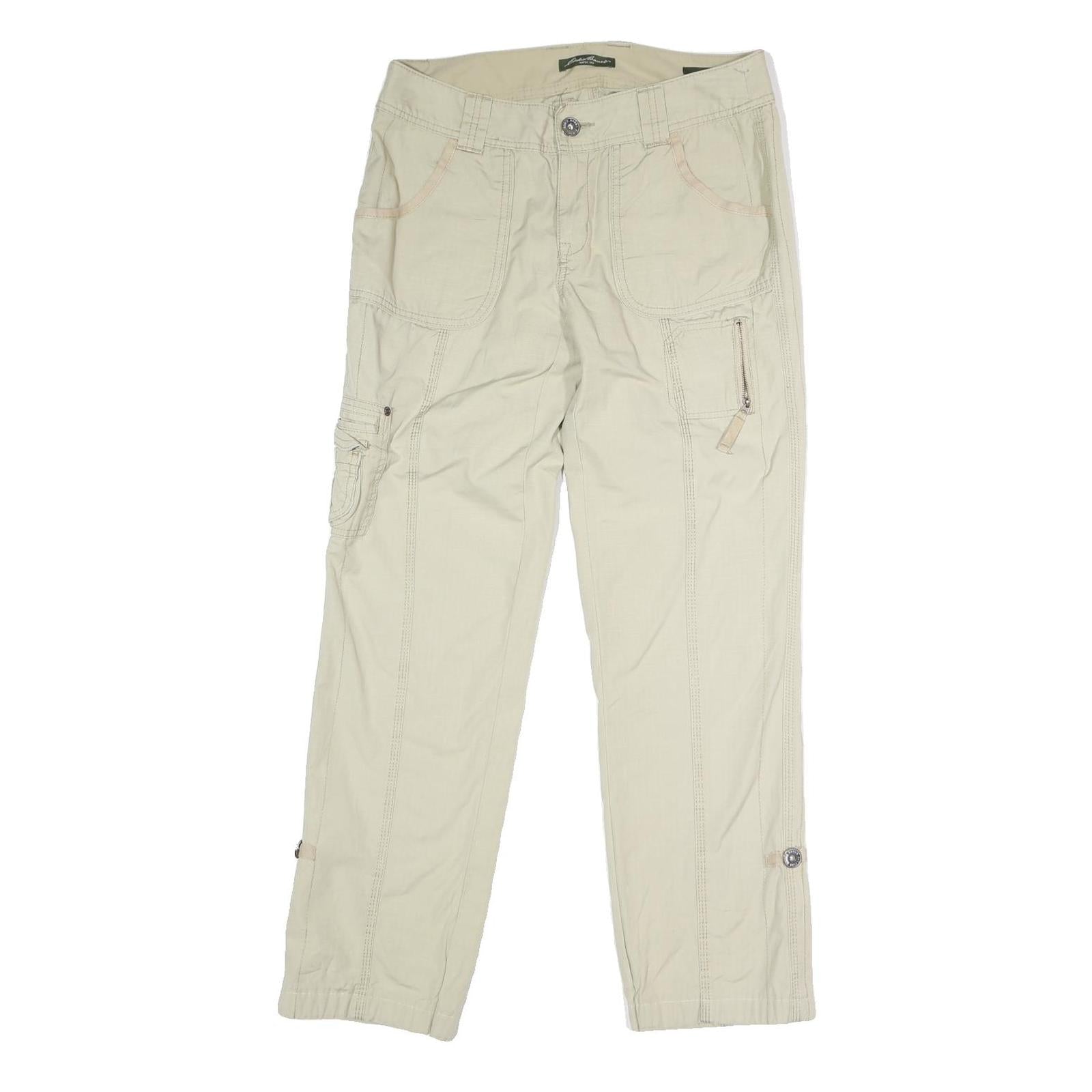 EDDIE BAUER Womens Cotton Blend Beige Regular Straight Trousers W32 L30 Casual Refurbished - N/A refurbished available on Cerqular