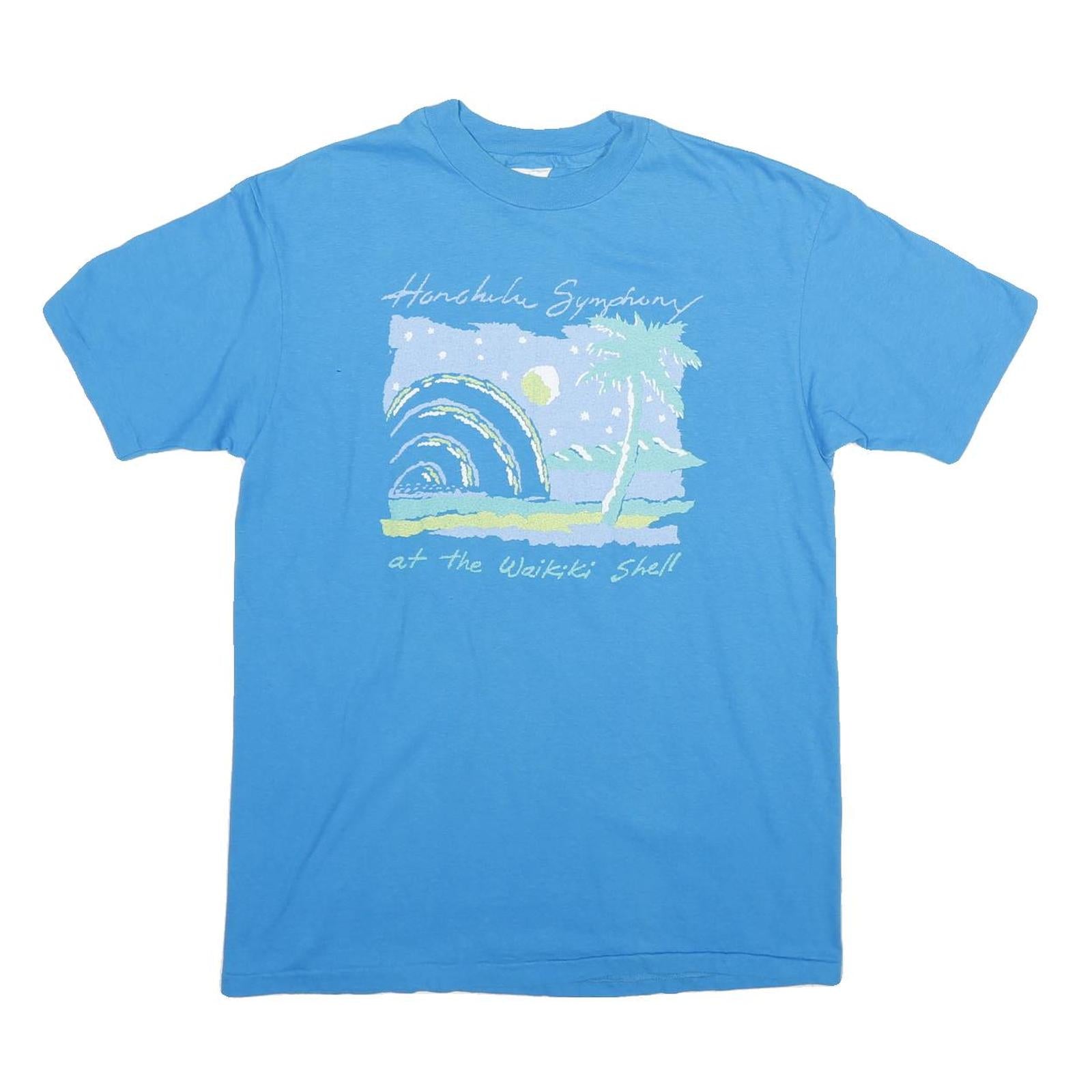 HANES Mens Blue Graphic T-Shirt L Short Sleeve Crew Neck Honolulu Symphony Print Refurbished - N/A refurbished available on Cerqular