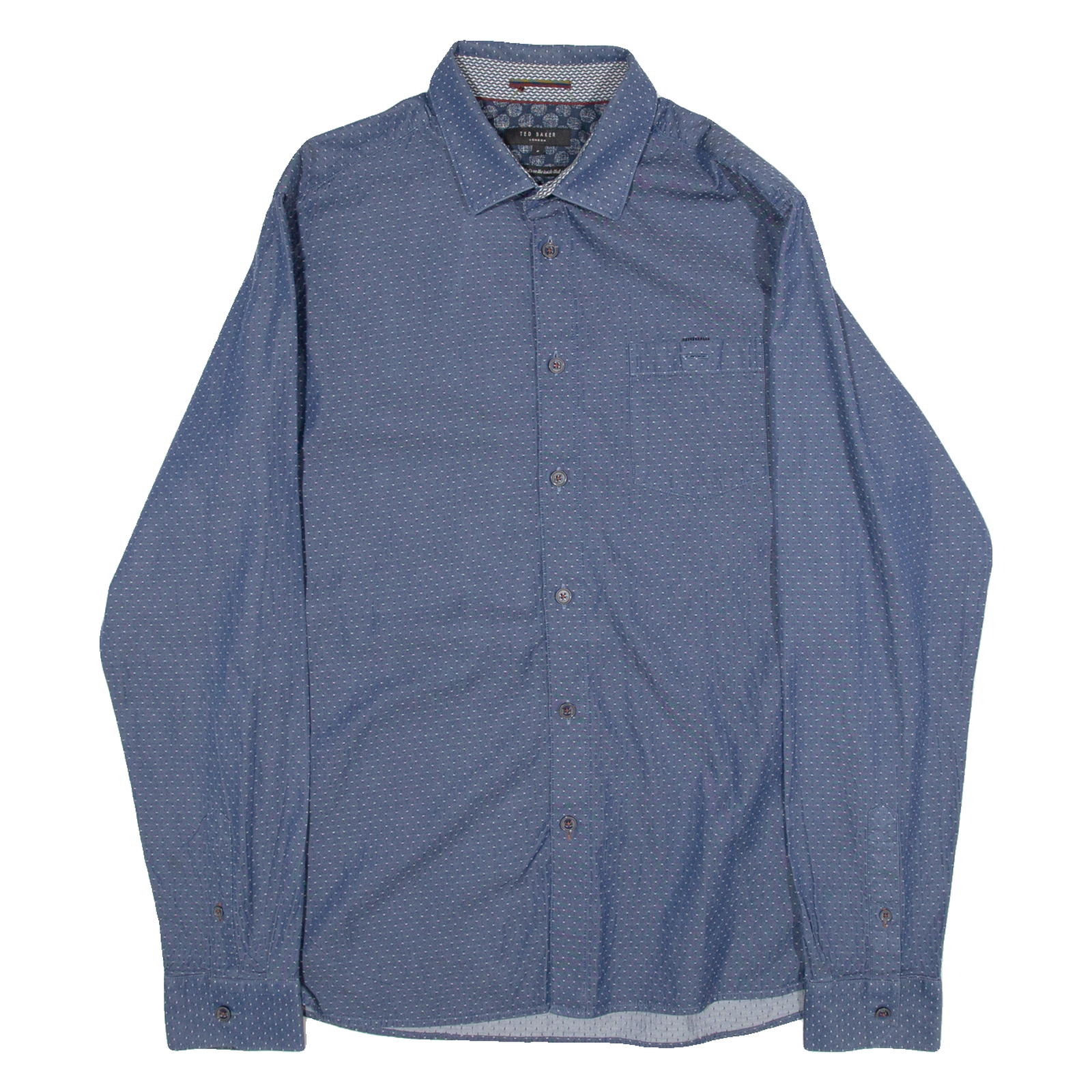 TED BAKER Mens Shirt Blue Polka Dot Long Sleeve L Refurbished - N/A refurbished available on Cerqular