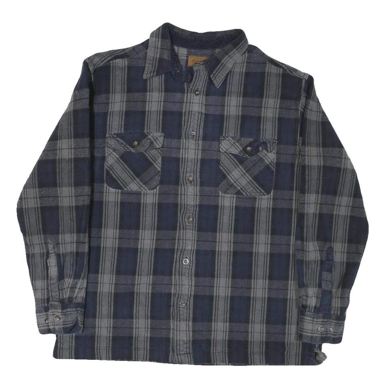 ST JOHNS BAY Mens Blue & Grey Plaid Shirt XL Cotton Blend Casual Long Sleeve Refurbished - N/A refurbished available on Cerqular