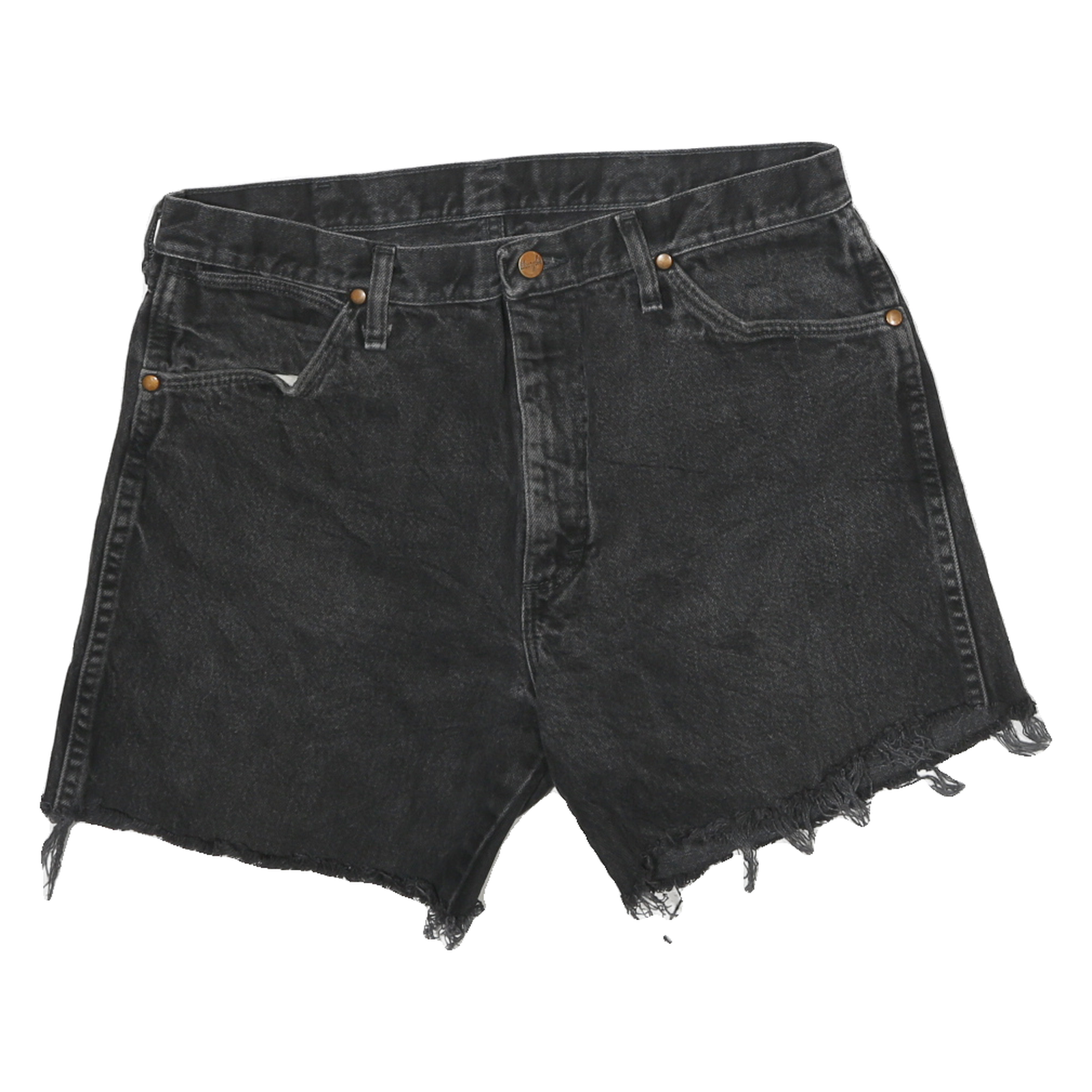 WRANGLER Mens Black Cotton Denim Cut-Off Shorts XL W34 Distressed Raw Hem Refurbished - N/A refurbished available on Cerqular
