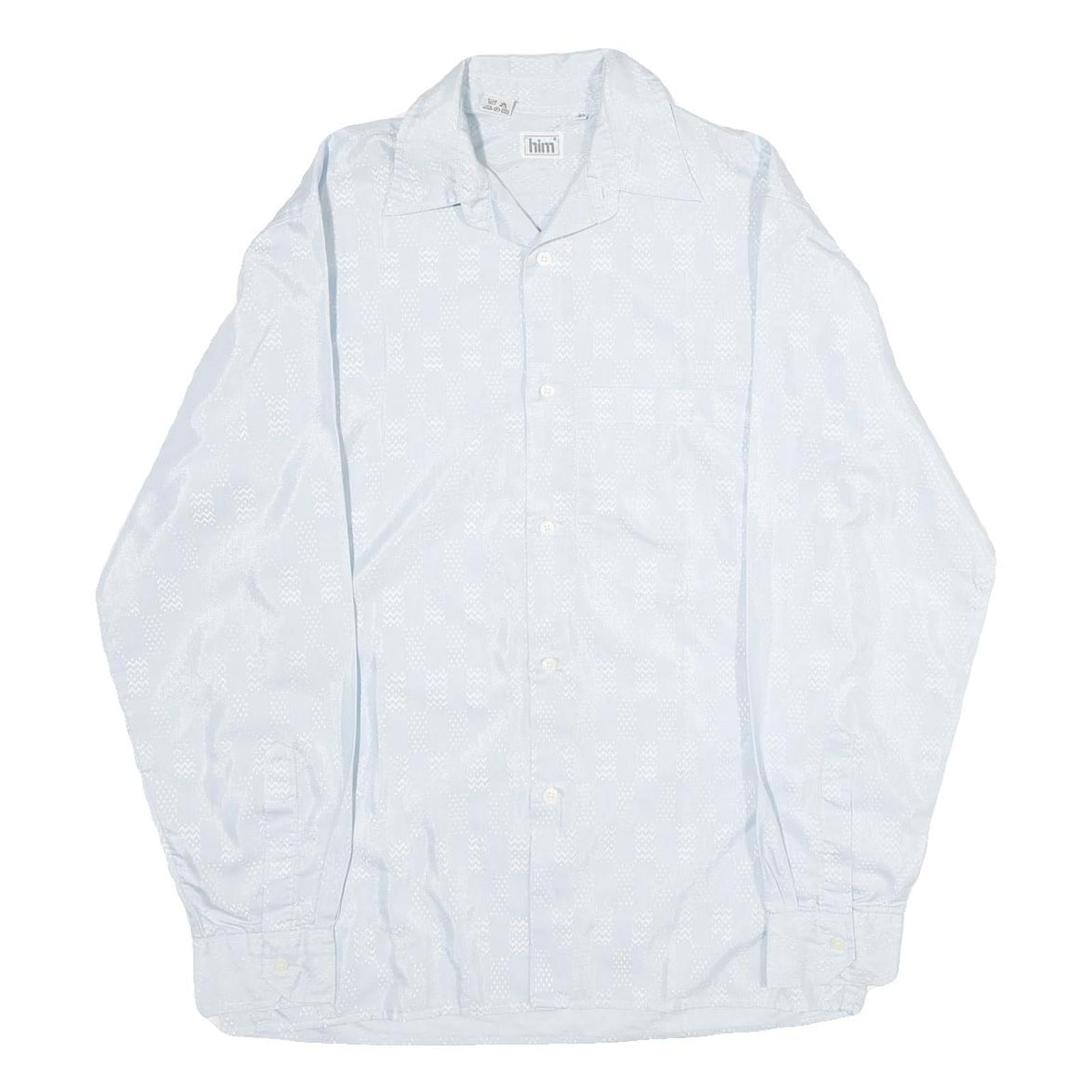 HIM Mens White Patterned Shirt S Long Sleeve Cotton Blend Button Up Casual Refurbished - N/A refurbished available on Cerqular