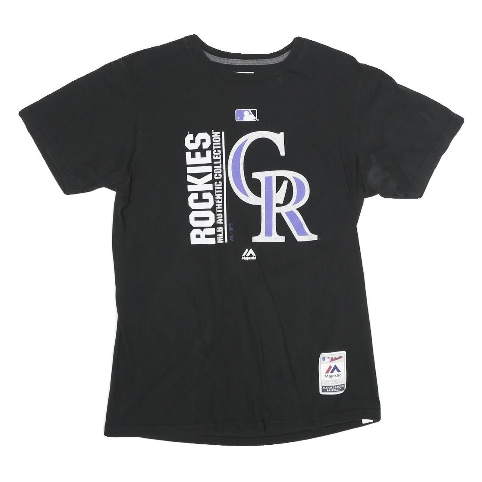 MAJESTIC Mens Black Colorado Rockies Graphic T-Shirt M Short Sleeve Crew Neck Refurbished - N/A refurbished available on Cerqular