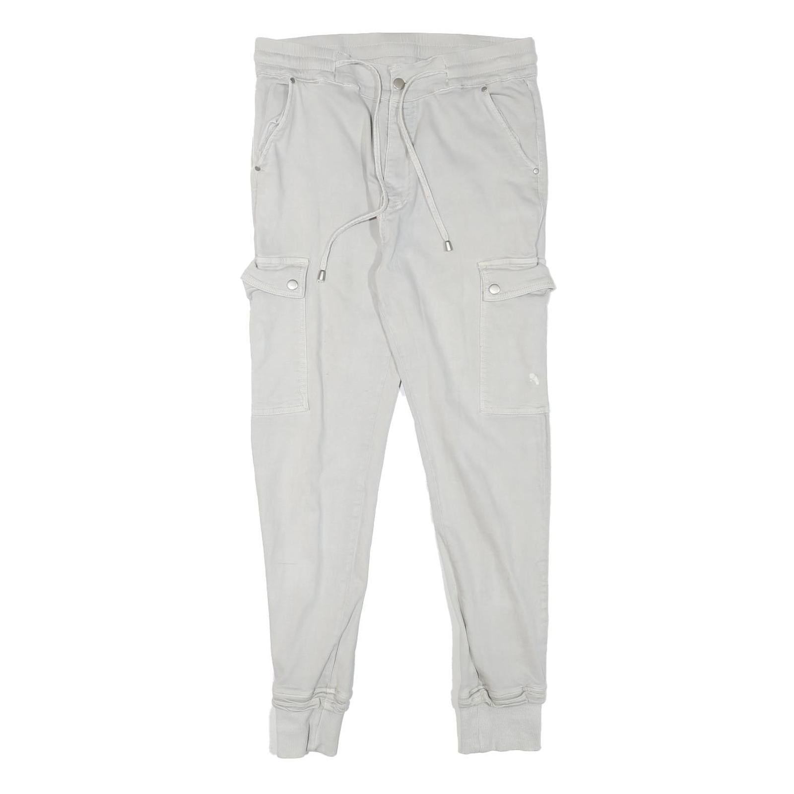 Womens Slim White Cargo Cotton Blend Trousers W31 L28 Zip Pockets Casual Refurbished - N/A refurbished available on Cerqular