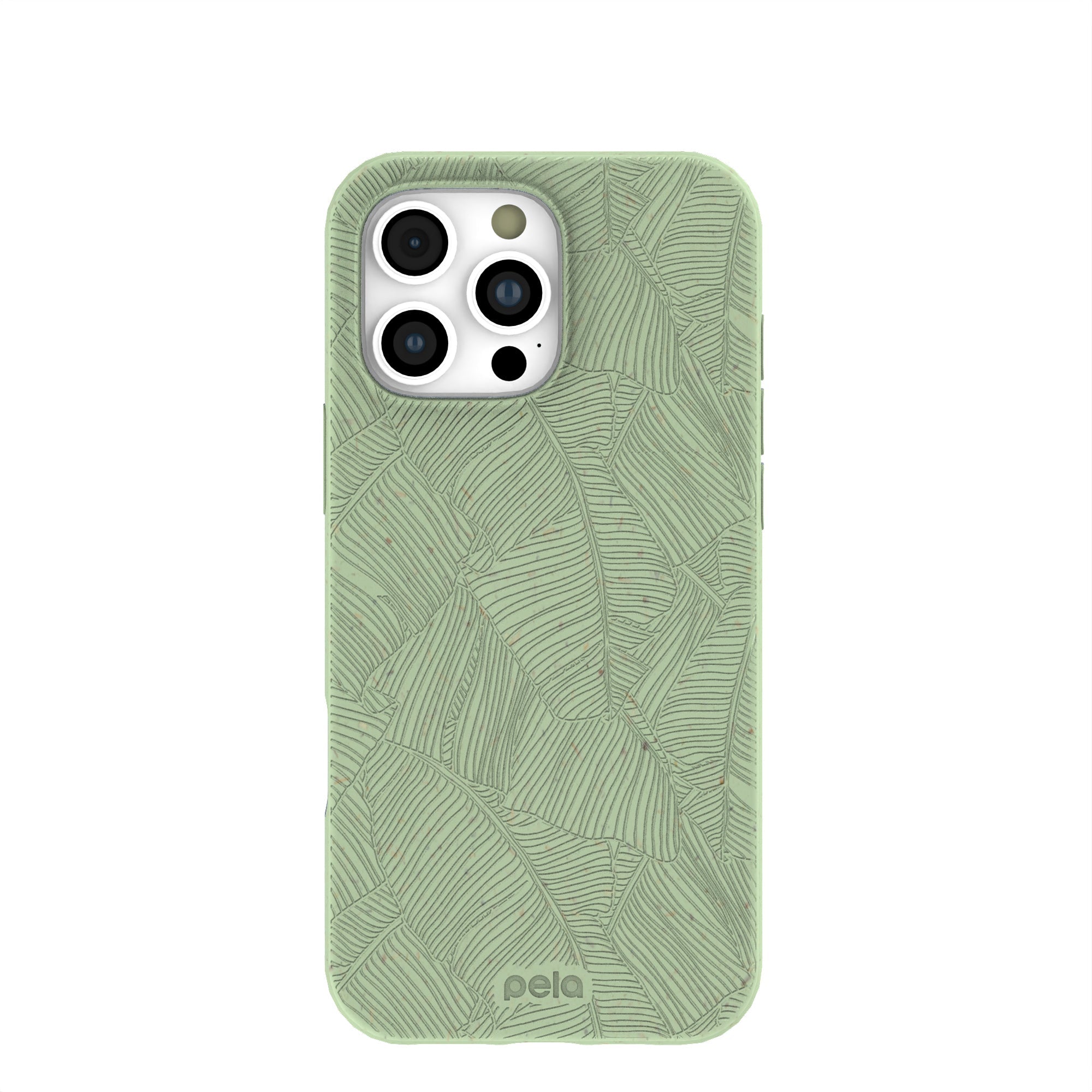 Sage Green Lushy Leaves iPhone 16 Pro Max Case Refurbished - Pela Case refurbished available on Cerqular