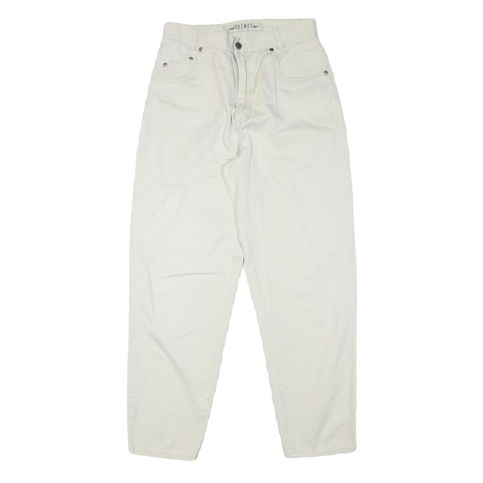 COSMOS Mens Cotton Blend Relaxed White Trousers W28 L28 Casual Zip Pocket Detail Refurbished - N/A refurbished available on Cerqular