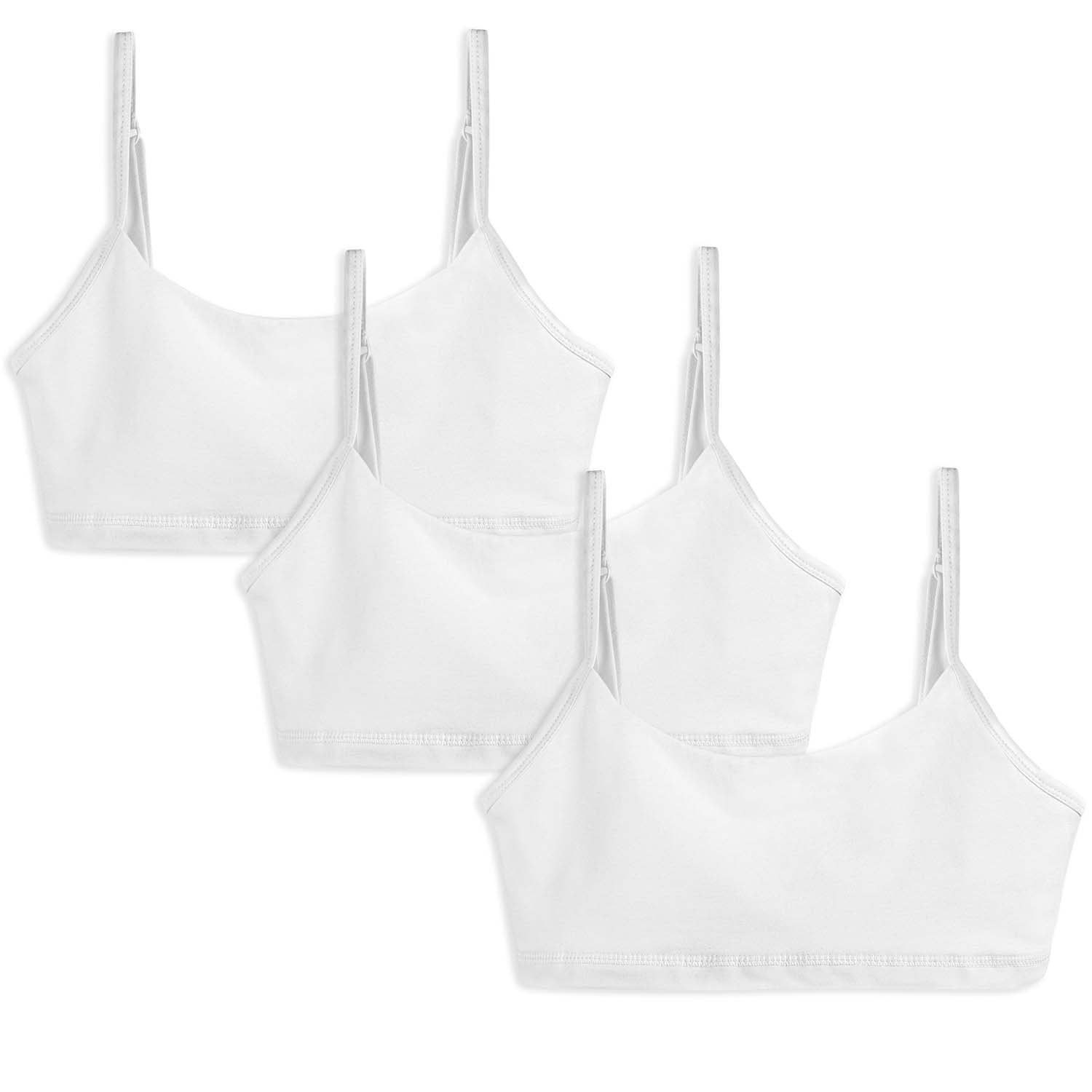 Organic Cotton Girls Bras 3 Pack: Comfortable Bralettes | Color: White | Size: XX-Large (14) Refurbished - N/A (Note: There is no well-known brand named "M refurbished available on Cerqular