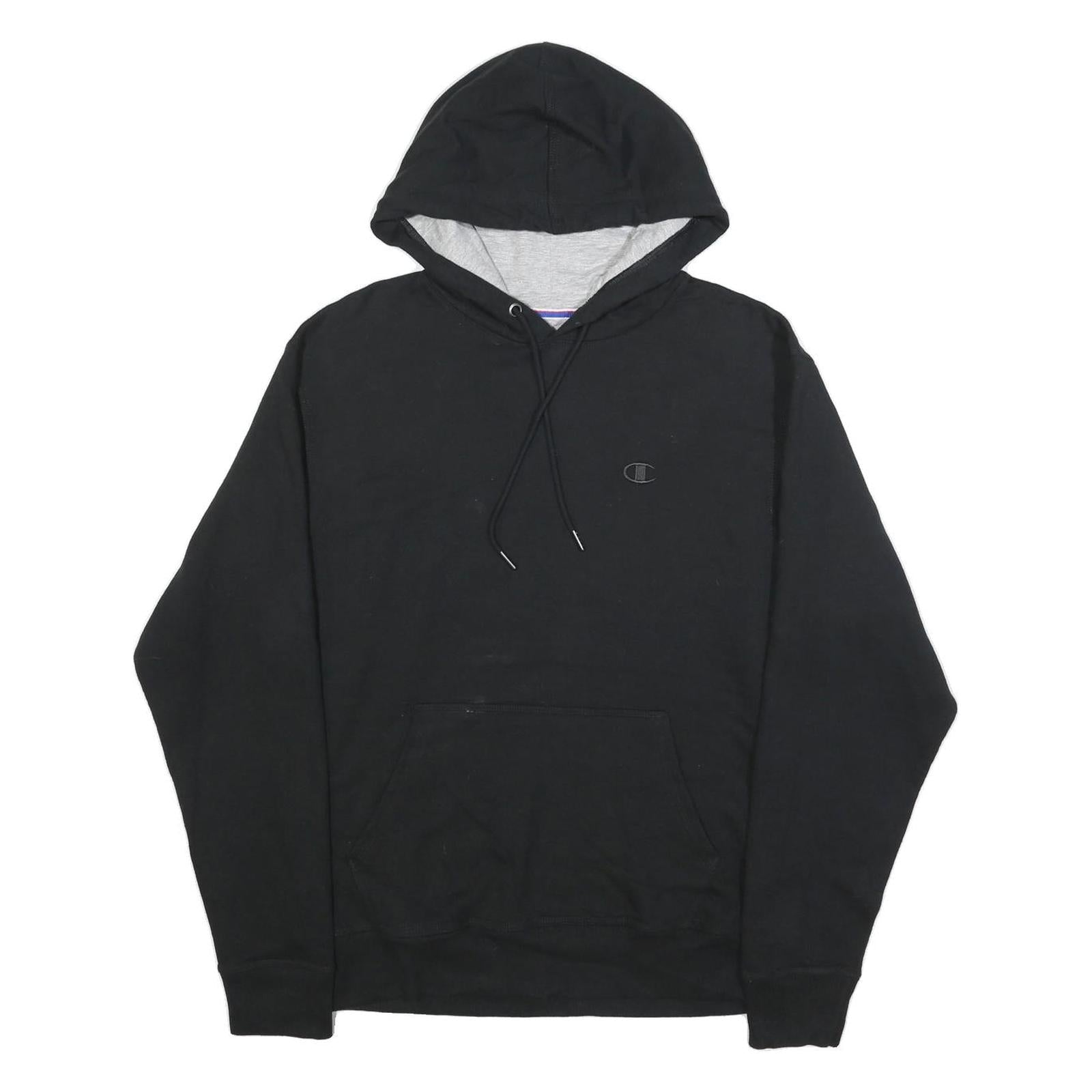 CHAMPION Mens Black Hoodie M Cotton Blend Pullover Casual Sportswear Refurbished - N/A refurbished available on Cerqular