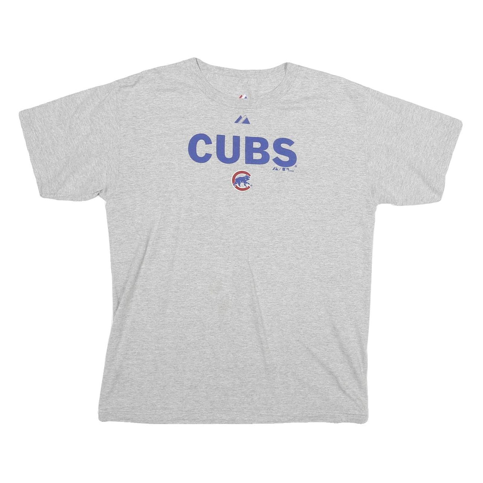 MAJESTIC Mens Grey Cubs Graphic T-Shirt XL Short Sleeve Crew Neck Casual Cotton Refurbished - N/A refurbished available on Cerqular