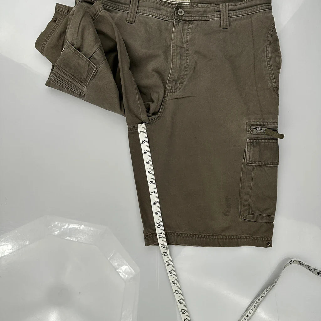 Lee Cargo Shorts - 32W 11L Brown Cotton Refurbished - Thrifted (note: this is a term often used to describe second- refurbished available on Cerqular